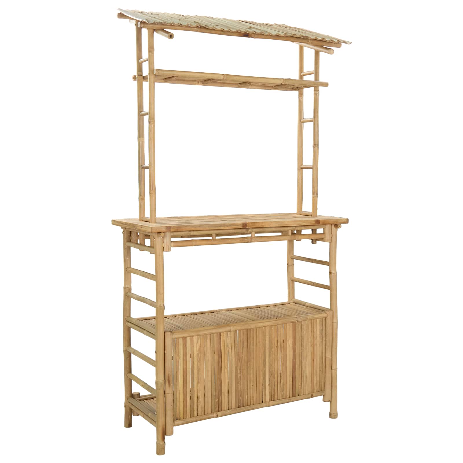 Outdoor Bartisch mit Speicher Natur 110 x 50 x 210 cm Bambus