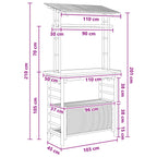 Outdoor Bartisch mit Speicher Natur 110 x 50 x 210 cm Bambus