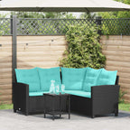 Garten-Sofa mit Kissen 2 pcs Schwarz und Türkis Poly Rattan
