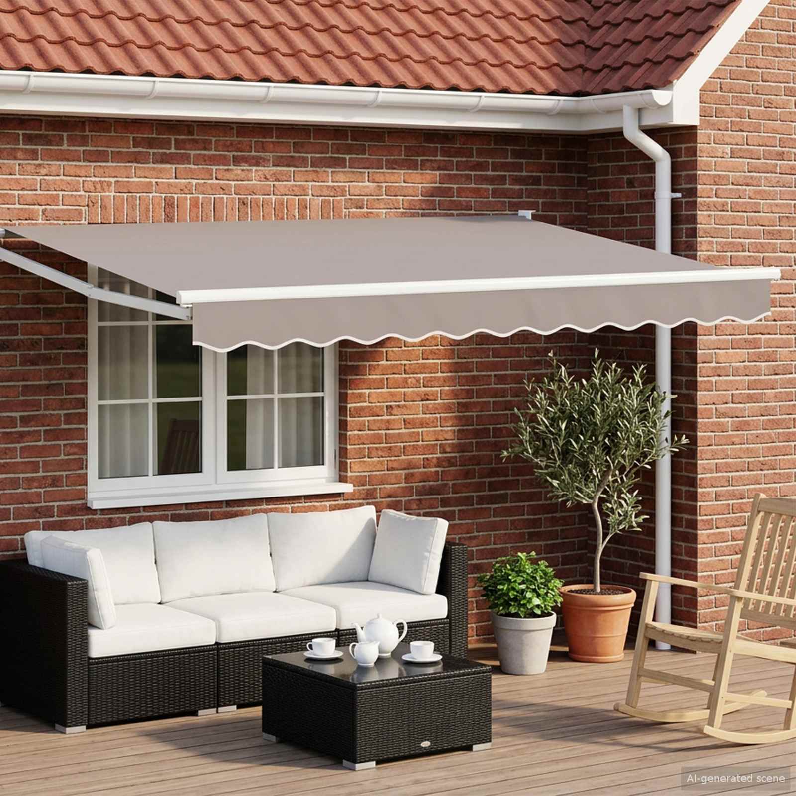 Elektrisches Markisenrahmen Weiß 3,5 x 2 m Aluminium