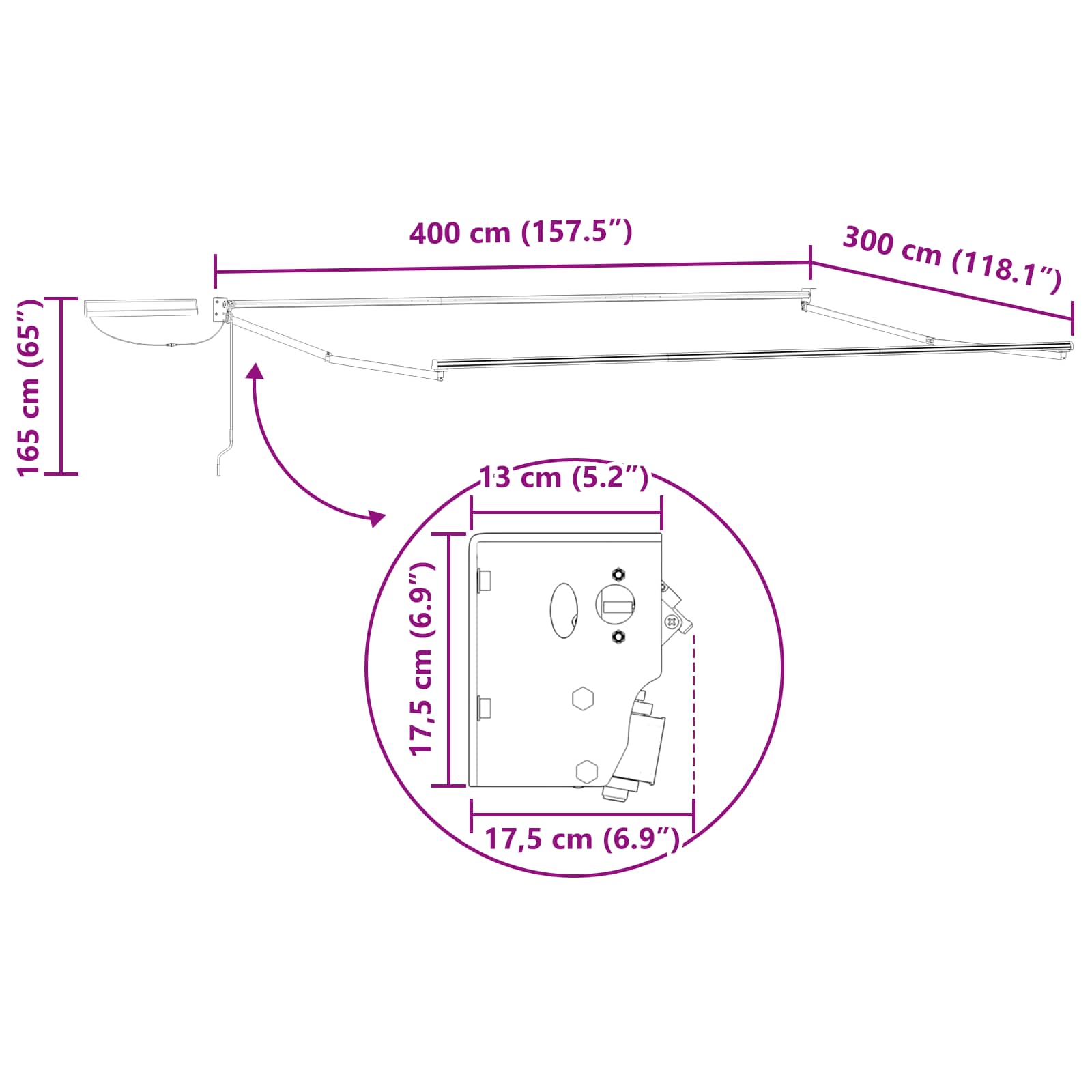 Elektrisches Markisenrahmen Anthrazit 4 x 3 m Stahl