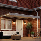 Elektrische Markisenrahmen mit LEDs Weiß 4 x 2 m Aluminium