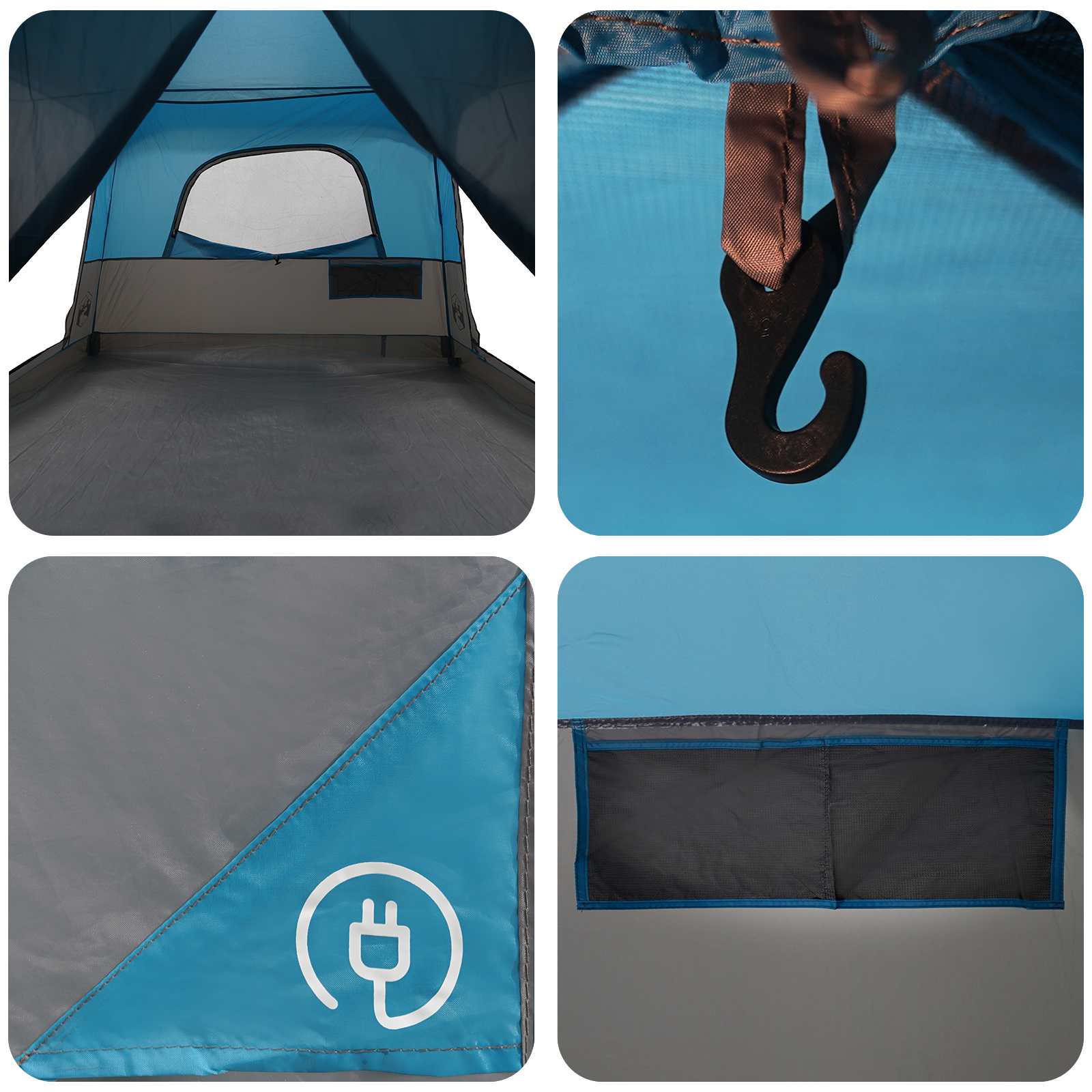 Familienzelt mit Dach Blau 320 x 210 x 180 cm Polyester