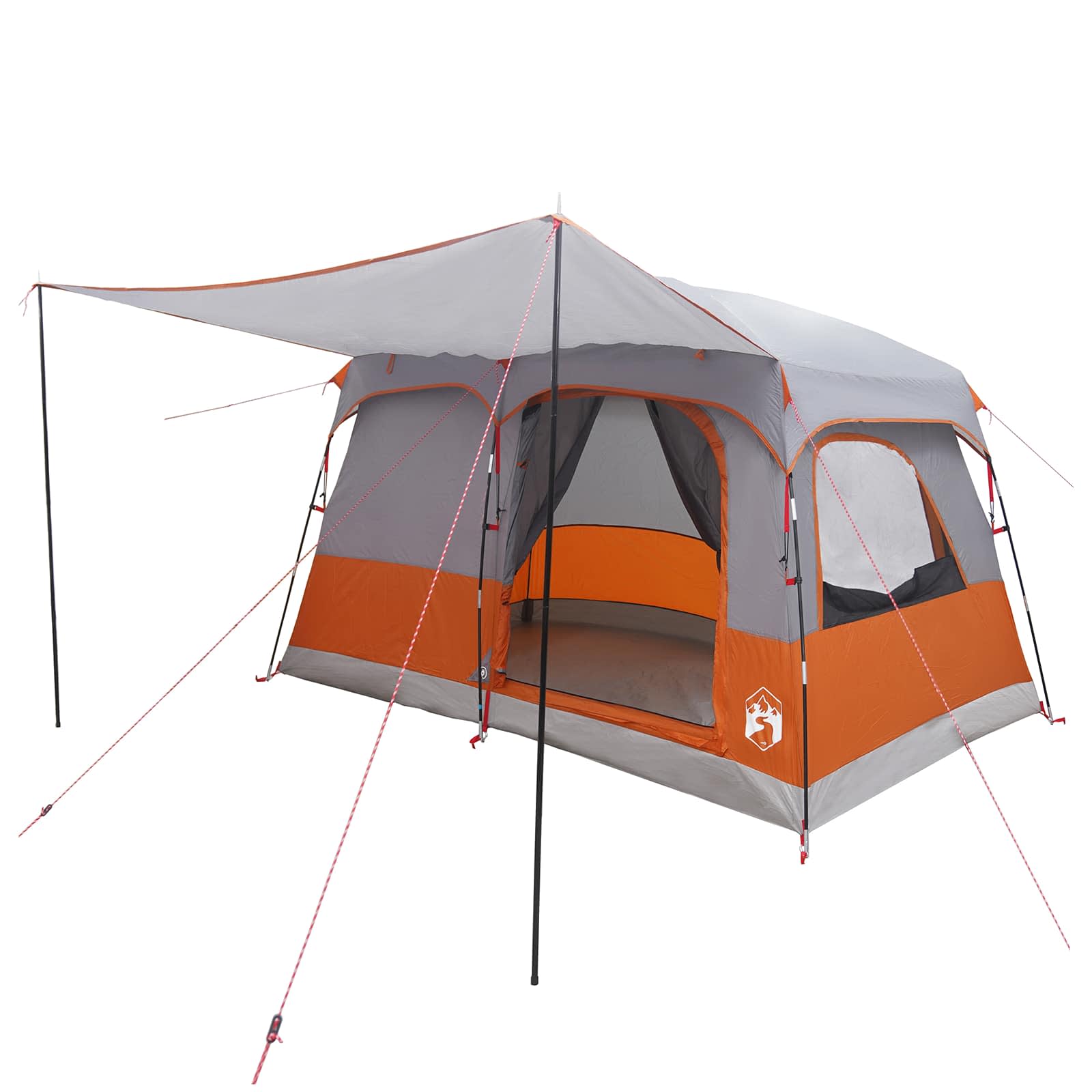Familienzelt Grau und Orange 380 x 260 x 190 cm Polyester