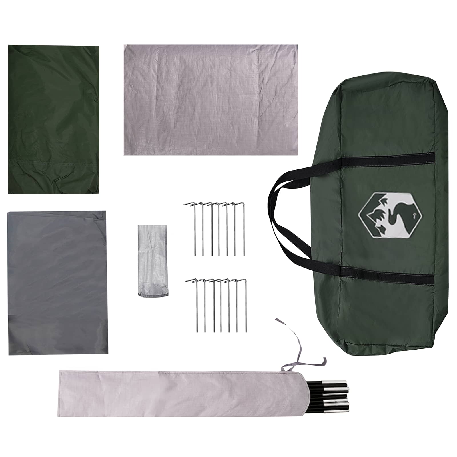 Familienzelt mit Dach Olivegrün 380 x 260 x 190 cm Polyester