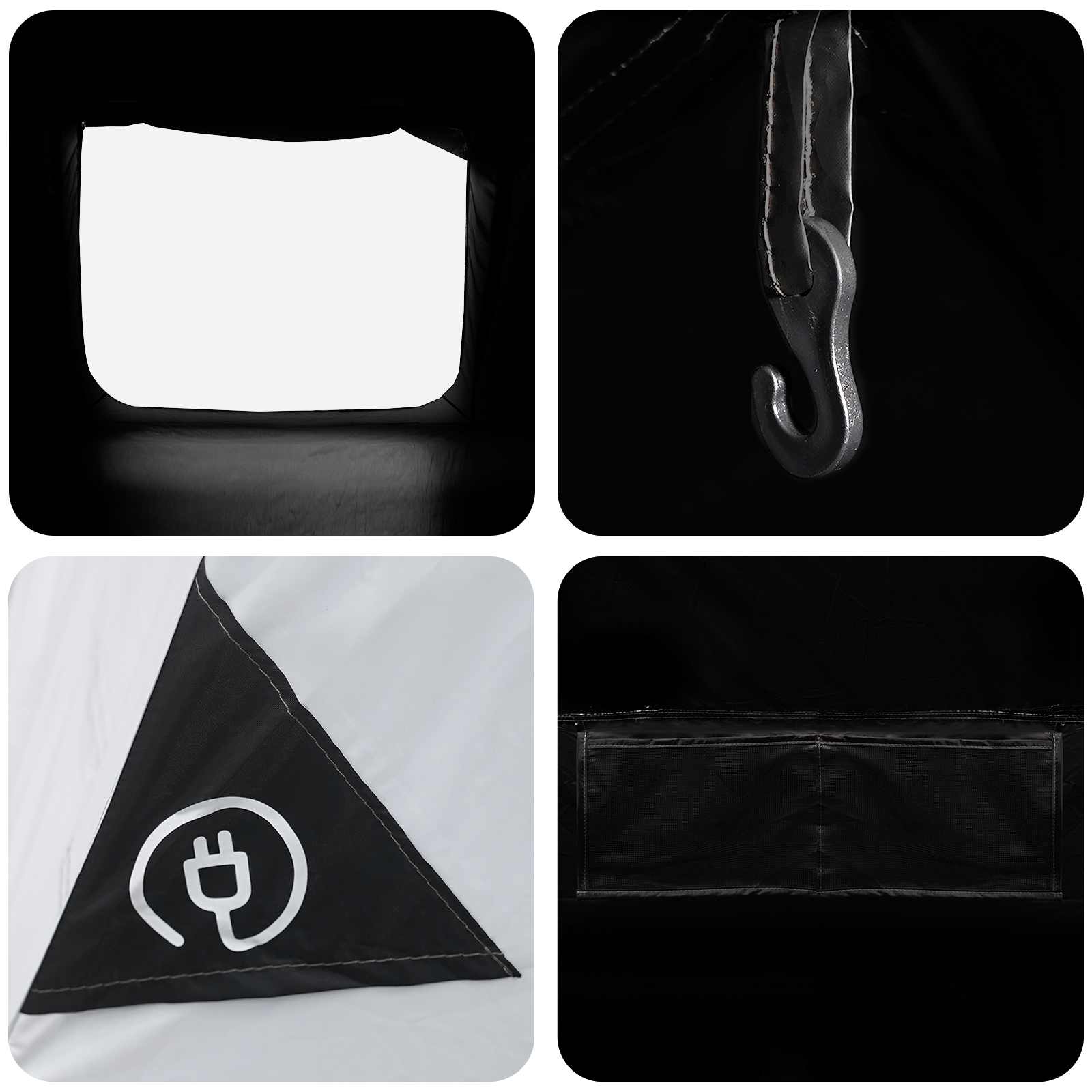 Hütten-Zelt mit Dach Weiß Blackout 400 x 210 x 180 cm Polyester