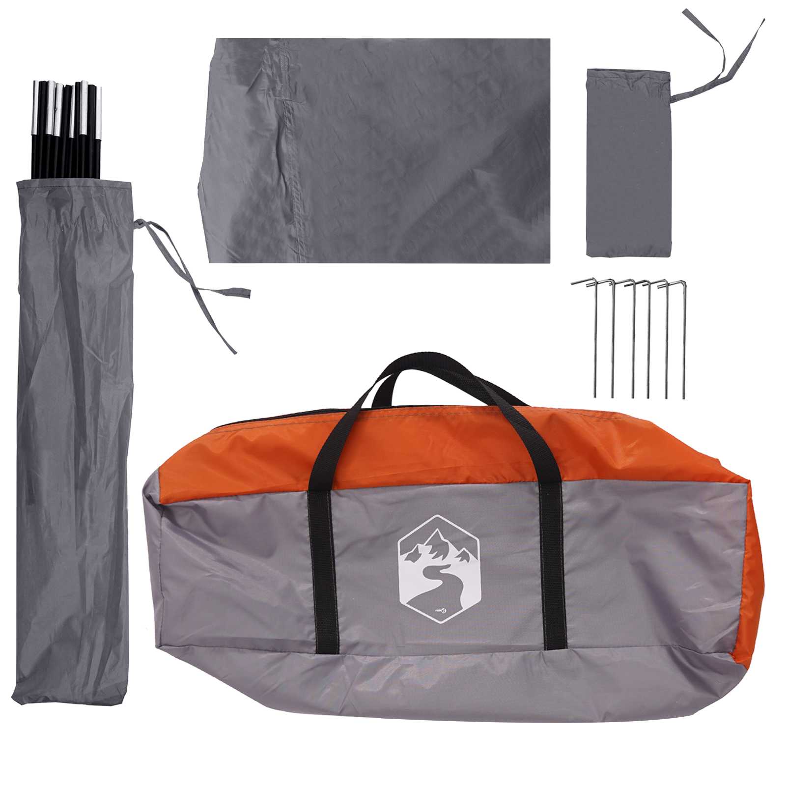 Autozelt Grau und Orange 350 x 250 cm Polyester und Stahl