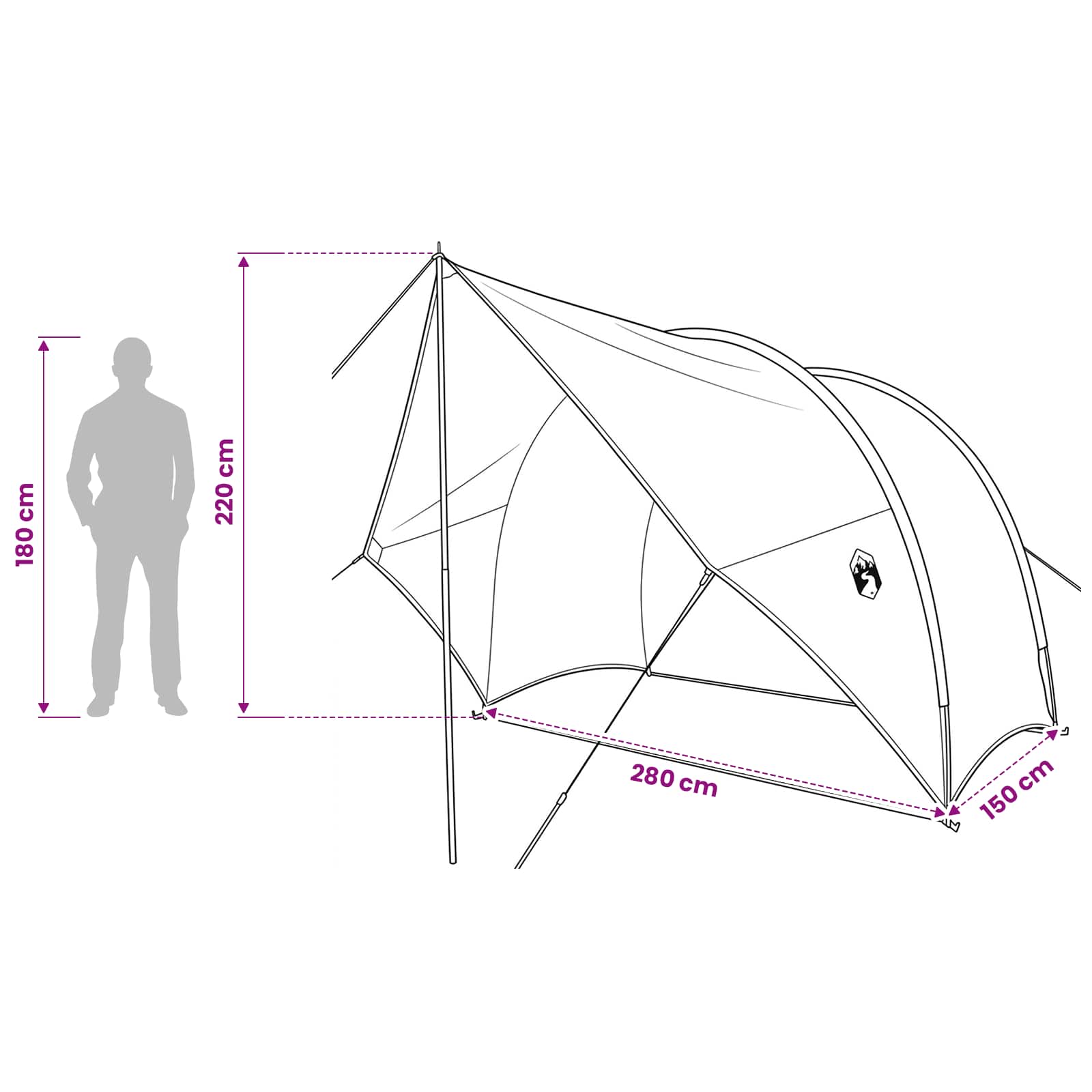Heck-Awnings wasserfest Olivegrün 405 x 280 x 220 cm
