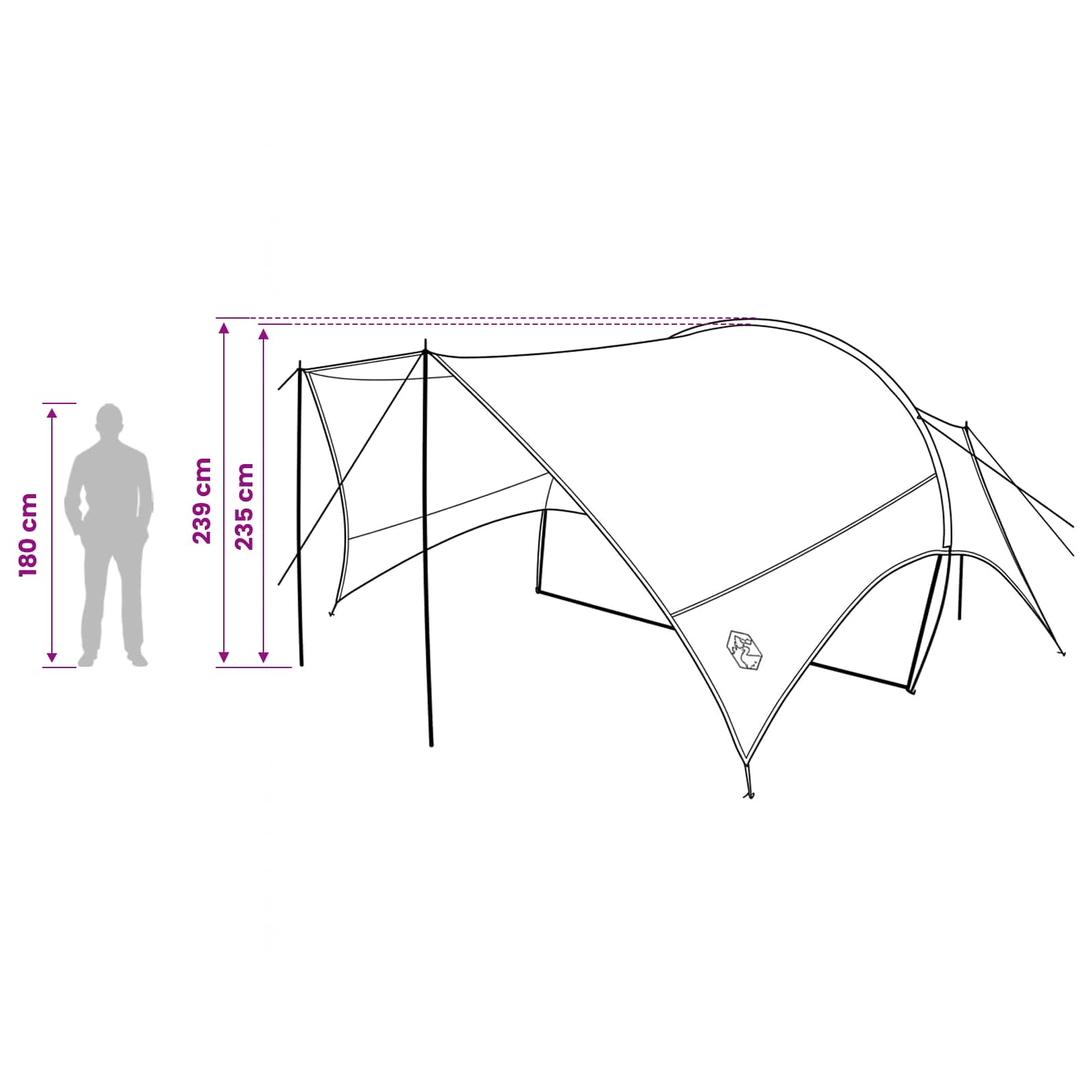 Camping Tarp Wasserfest Olivegrün 550 x 400 x 230 cm