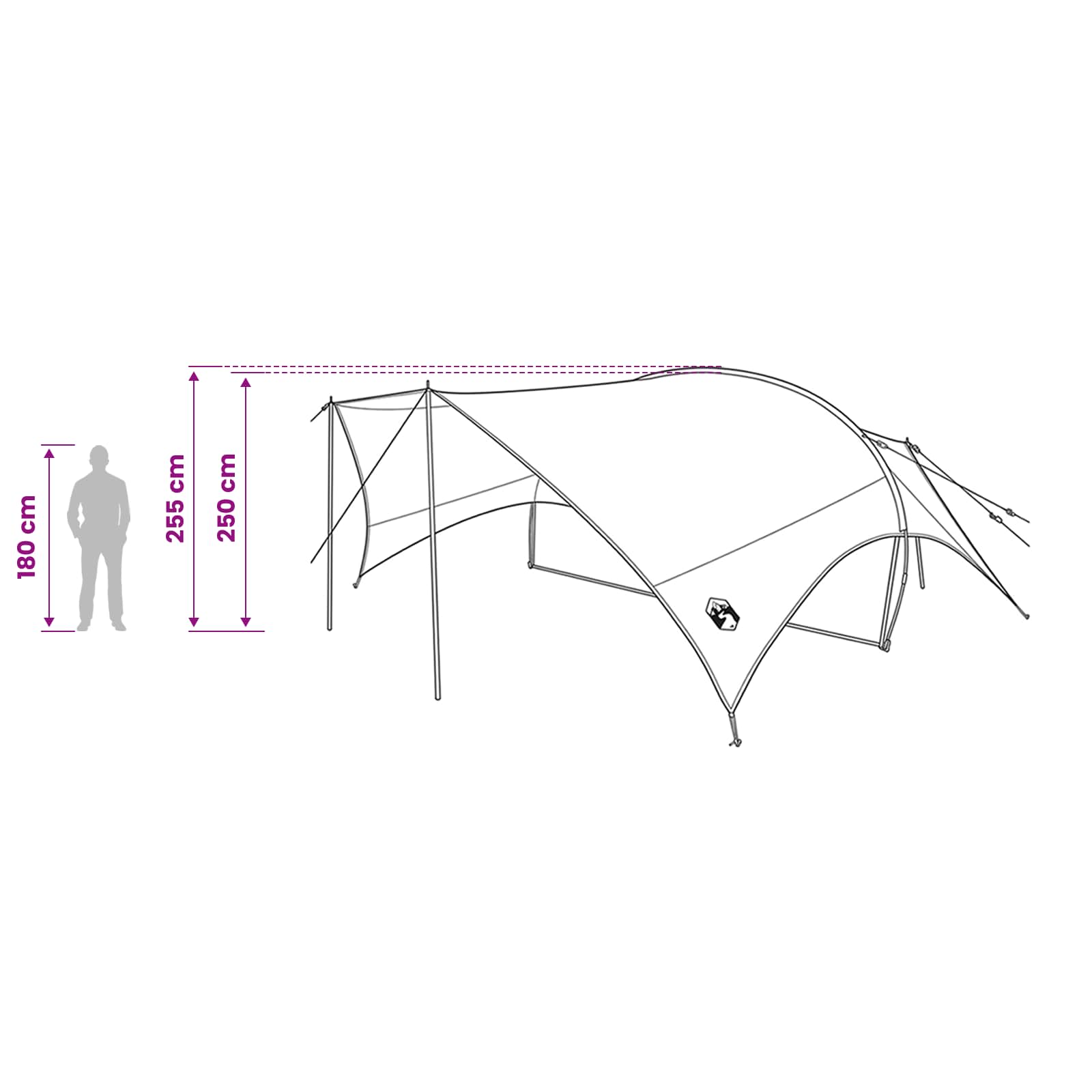 Camping Tarp Wasserfest Grau und Orange 695 x 580 x 200 cm