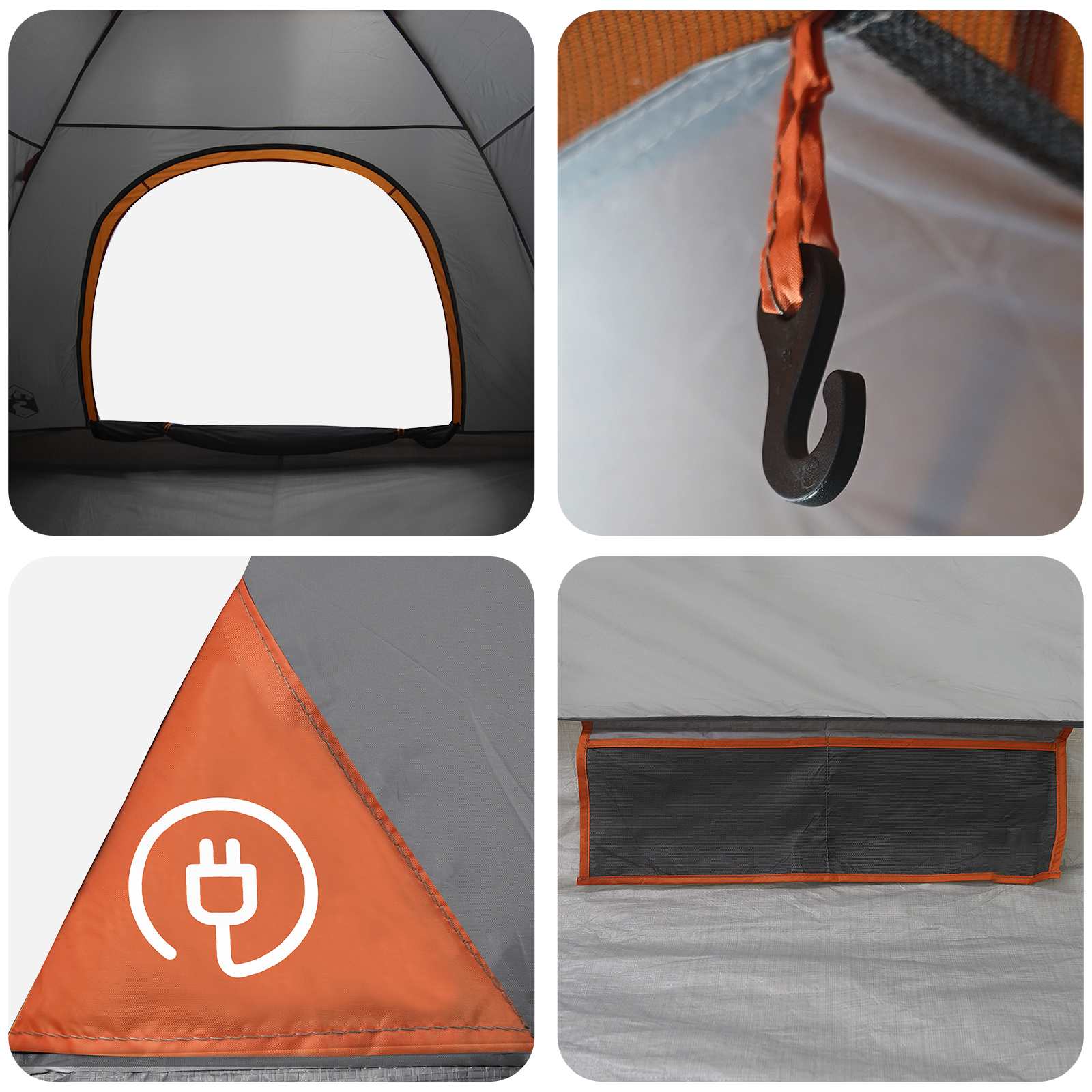 Campingzelt mit Dach Grau und Orange 275 x 215 x 125 cm