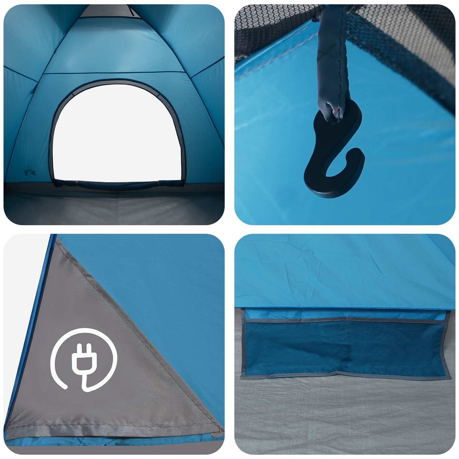 Campingzelt mit Dach mit Luftentlüftung Blau 335 x 275 x 180 cm