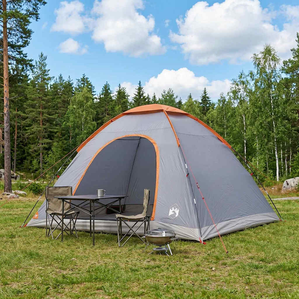 Campingzelt mit Dach Grau und Orange 335 x 275 x 180 cm
