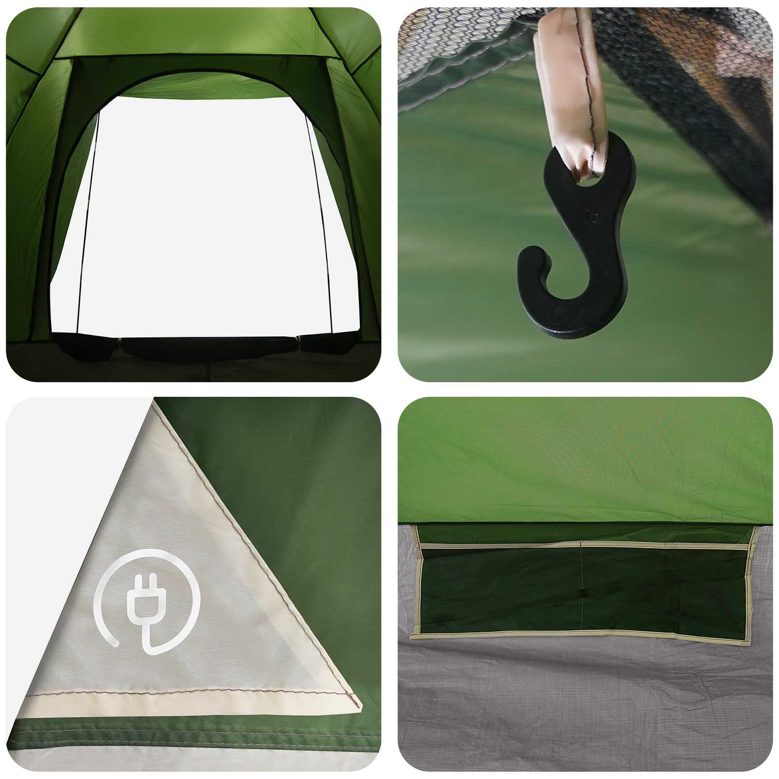 Campingzelt mit Dach Grün 2-Personen Polyester und Stahl