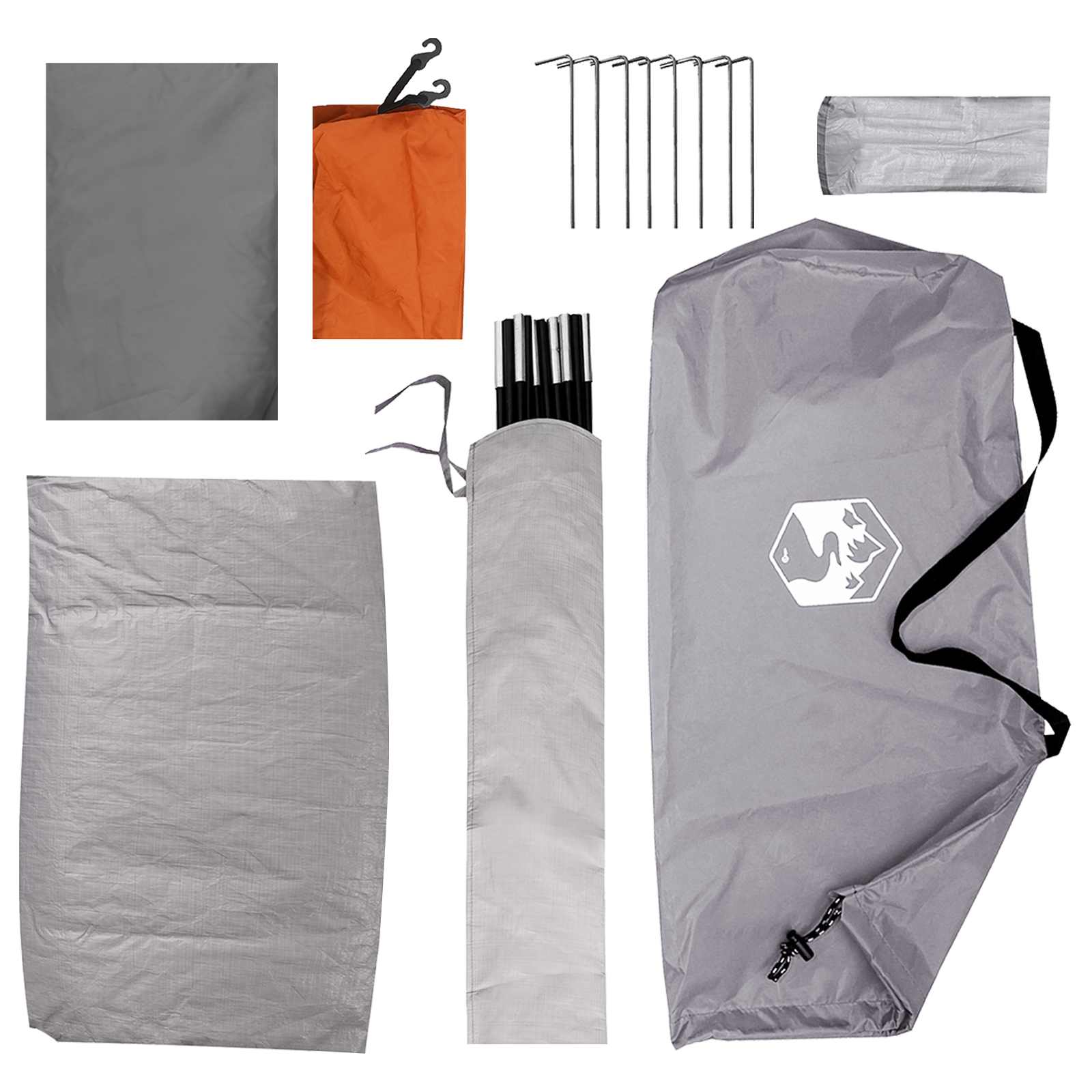 Campingzelt Grau und Orange 2-Personen Polyester und Stahl