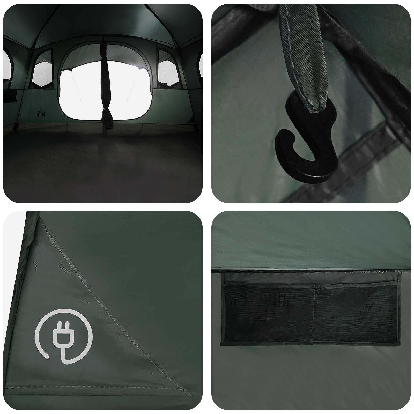 Tunnelzelt Olivegrün 366 x 244 x 198 cm Polyester und Stahl