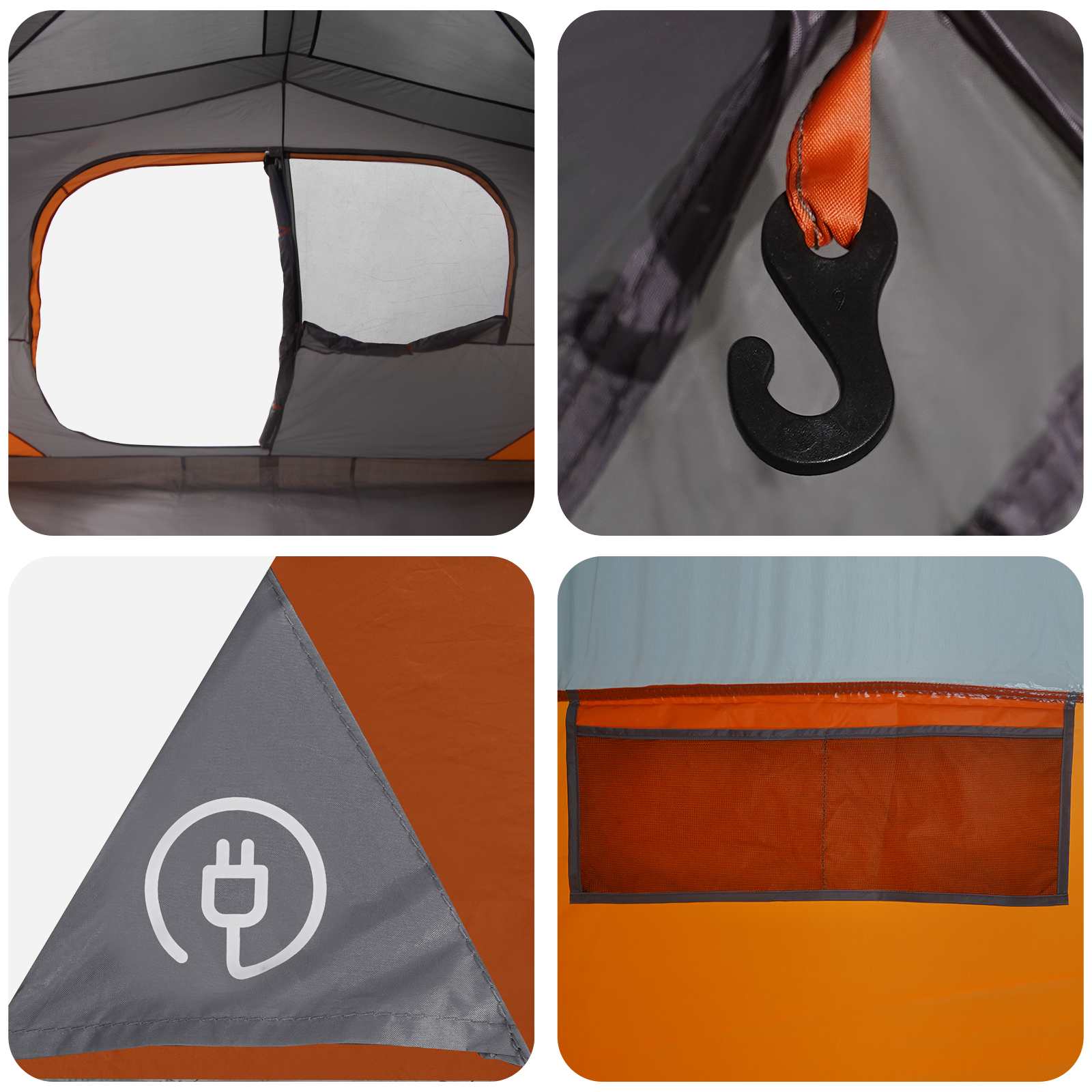Sofort Zelt mit Dach Grau und Orange 365 x 280 x 200 cm