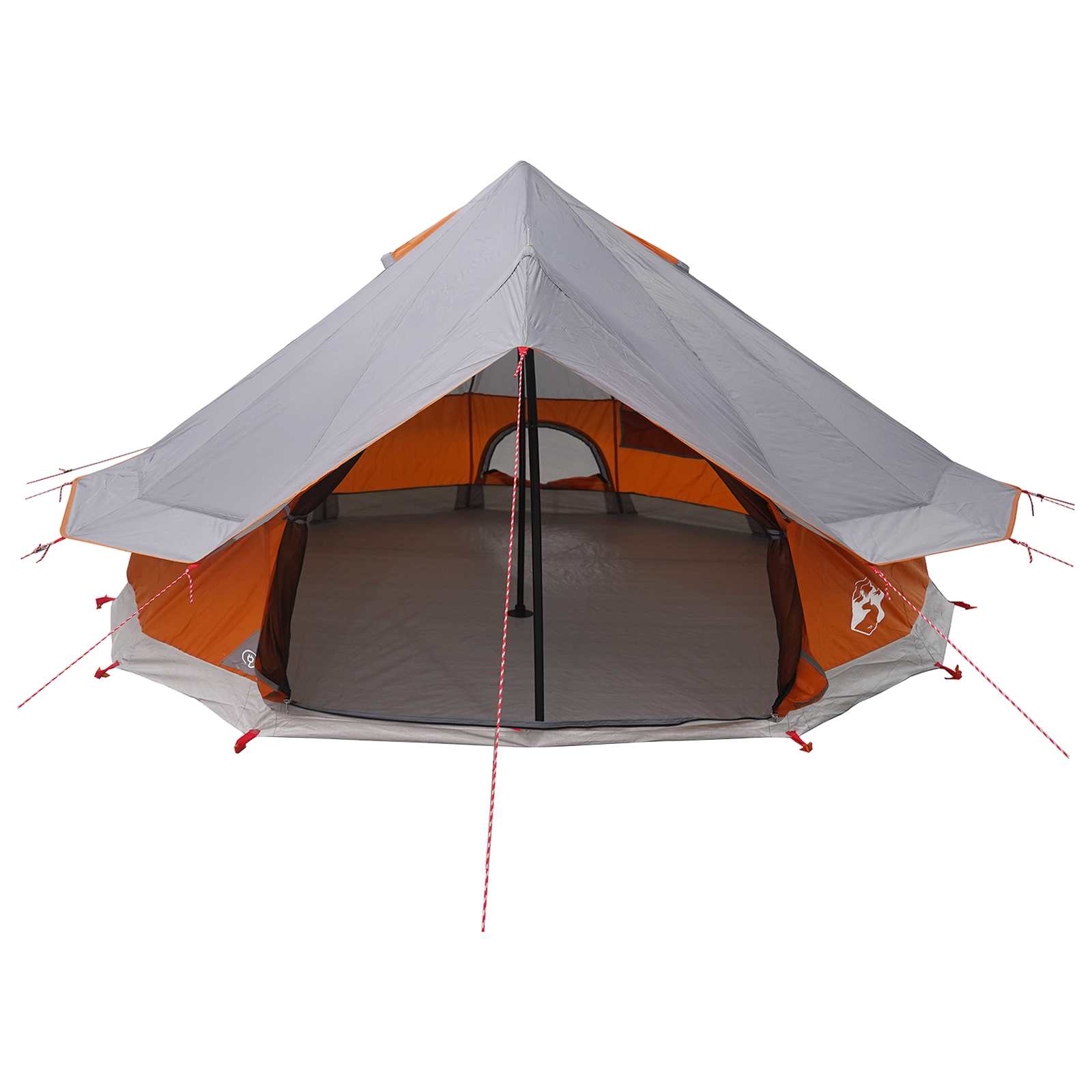 Tipi Zelt mit Dach Grau und Orange 700 x 700 x 395 cm