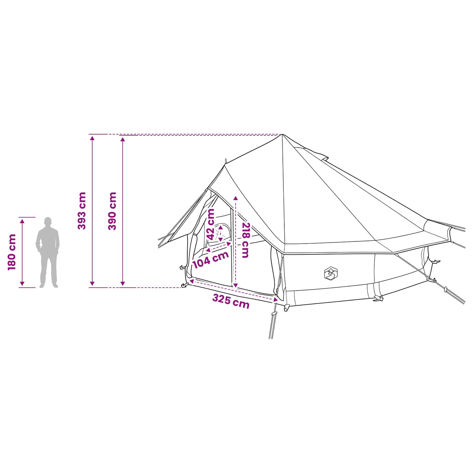 Tipi Zelt Olivegrün 700 x 700 x 395 cm Polyester und Stahl