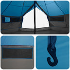 Tipi Zelt mit Dach Blau 800 x 800 x 430 cm Polyester und Stahl