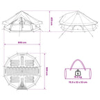Tipi Zelt mit Dach Grau und Orange 800 x 800 x 430 cm