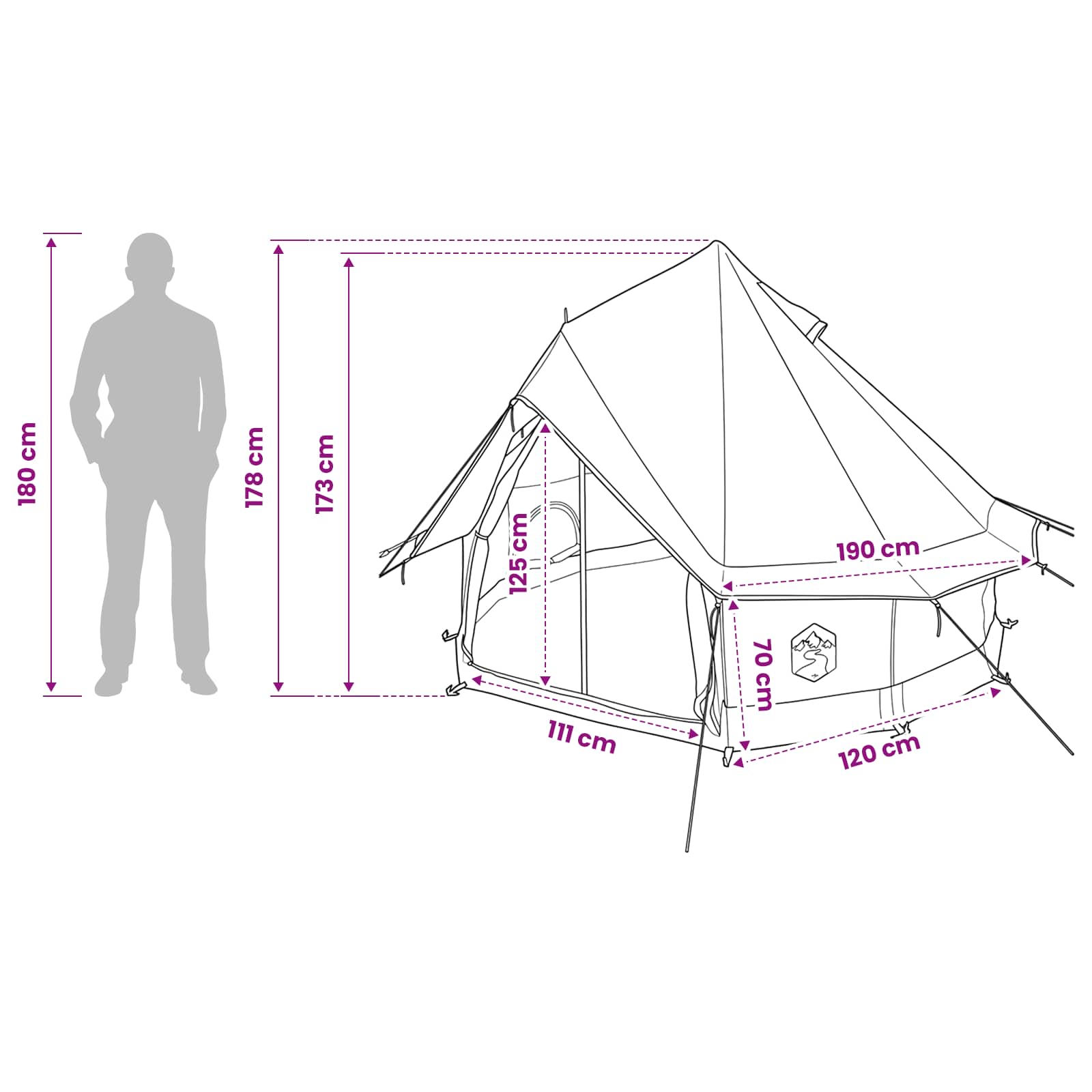 Tipi Zelt mit Dach Grün 250 x 250 cm Polyester und Stahl