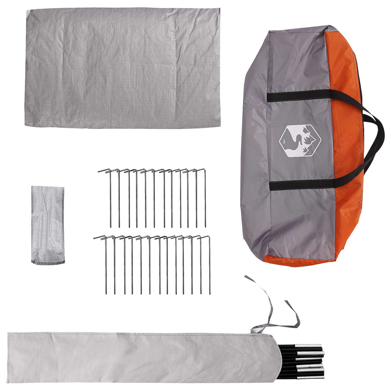 Tipi Zelt Grau und Orange 250 x 250 cm Polyester und Stahl