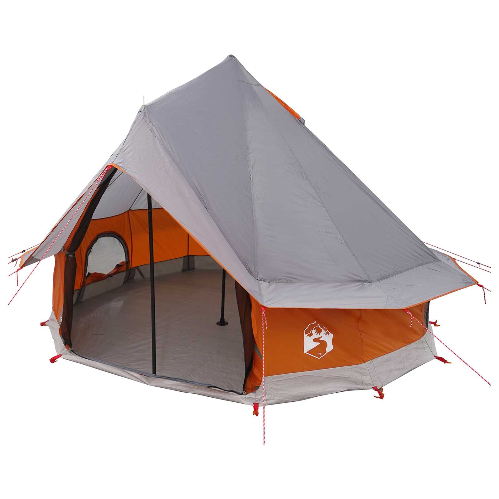 Tipi Zelt Grau und Orange 250 x 250 cm Polyester und Stahl