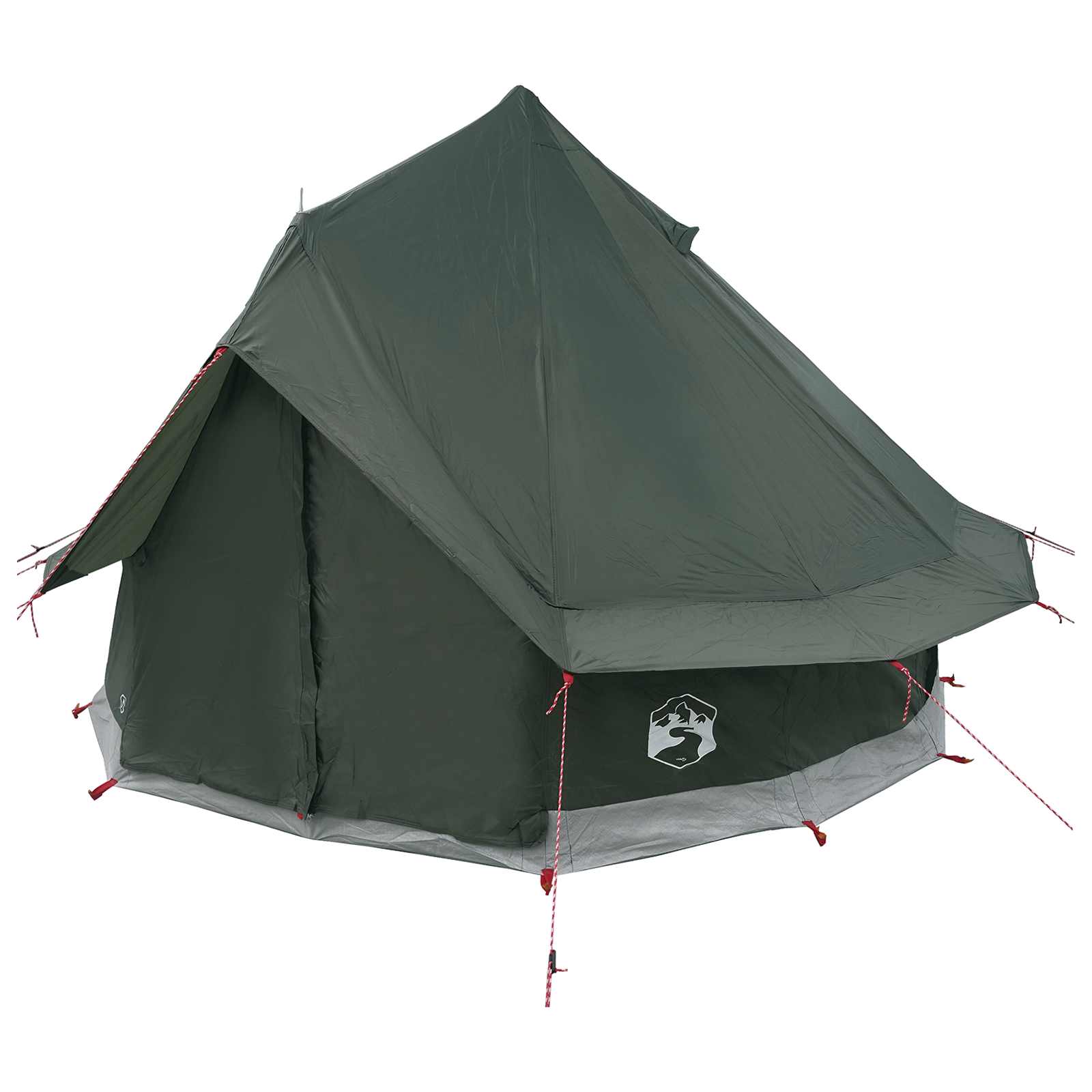 Tipi Zelt mit Dach Olivegrün 250 x 250 cm Polyester und Stahl