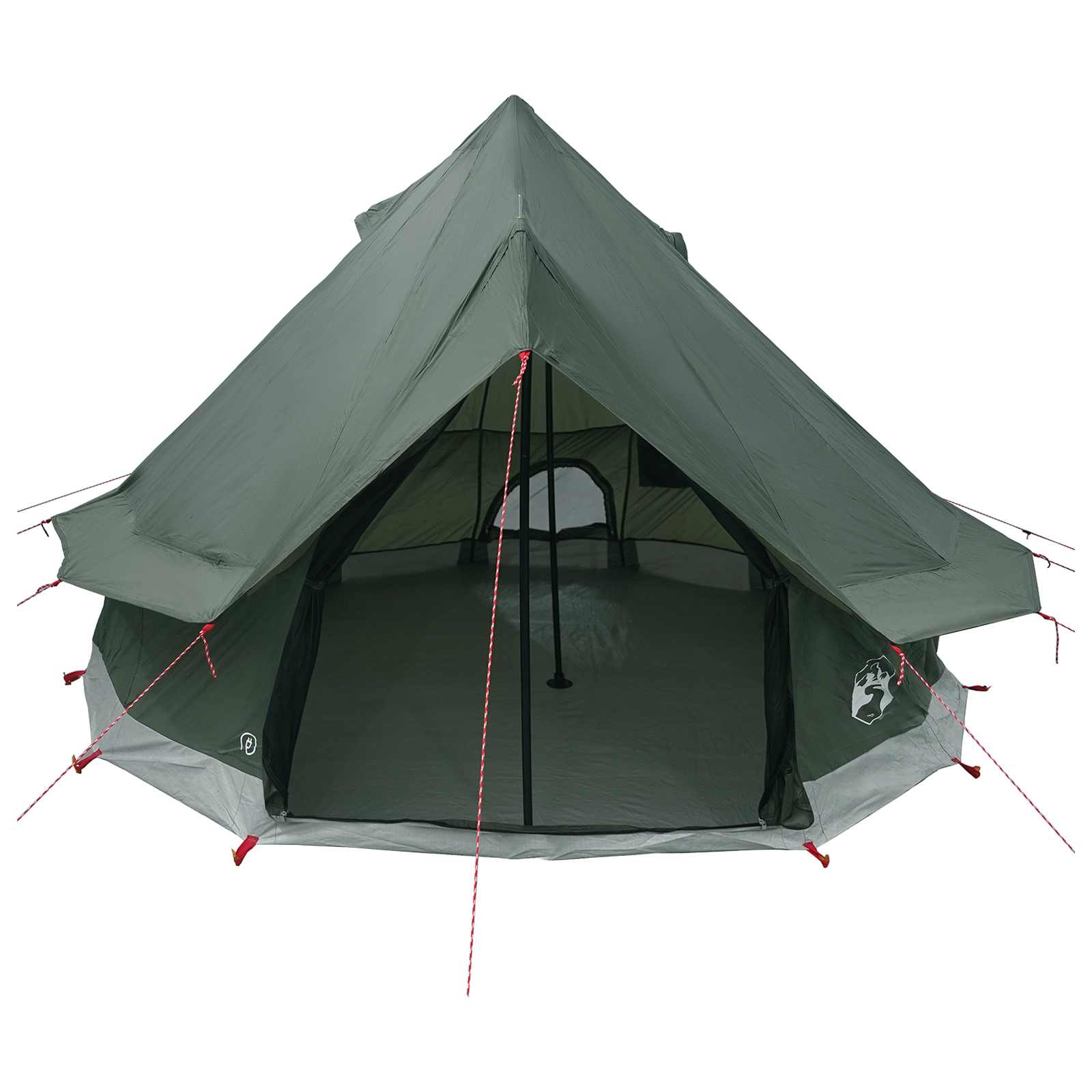 Tipi Zelt mit Dach Olivegrün 250 x 250 cm Polyester und Stahl