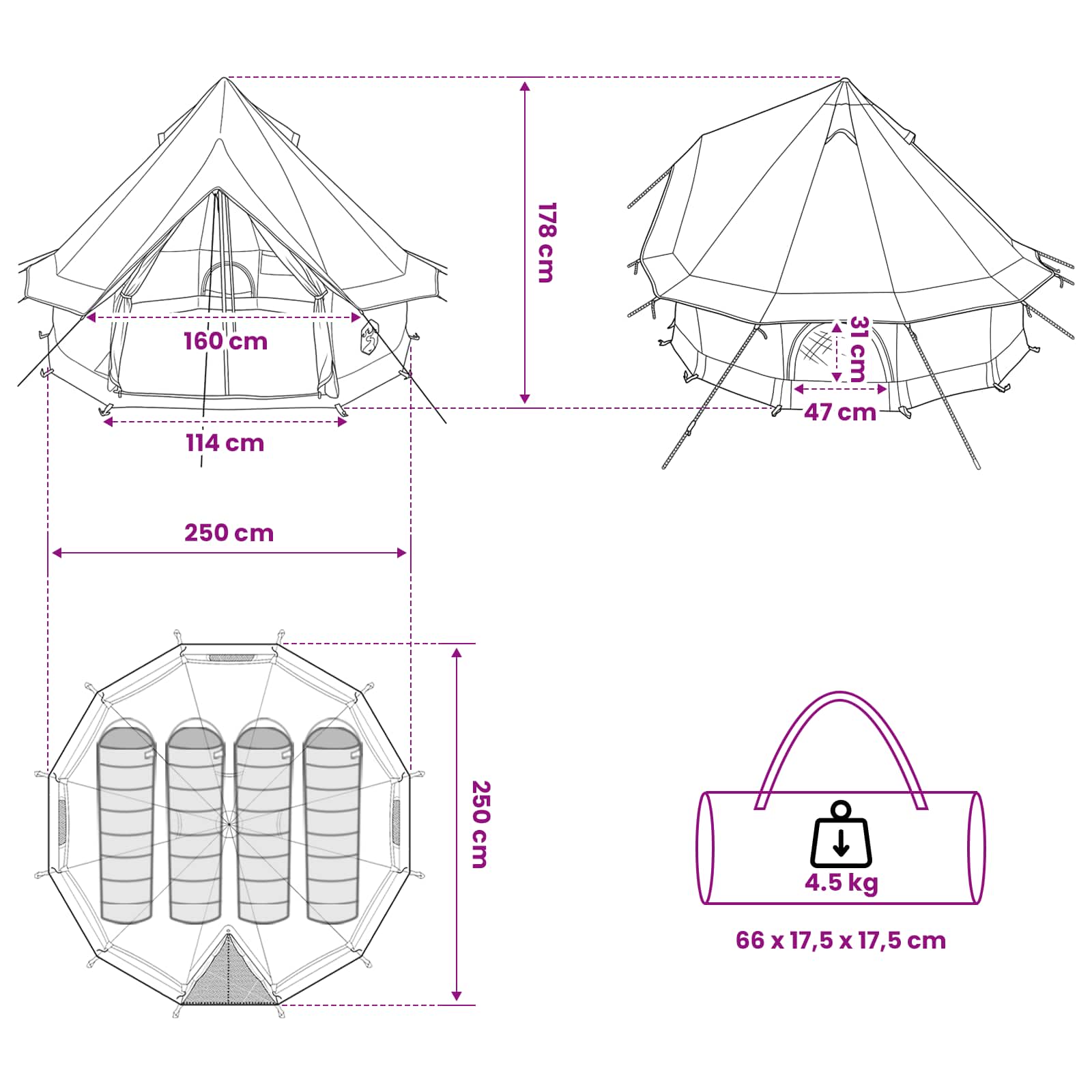 Tipi Zelt mit Dach Olivegrün 250 x 250 cm Polyester und Stahl