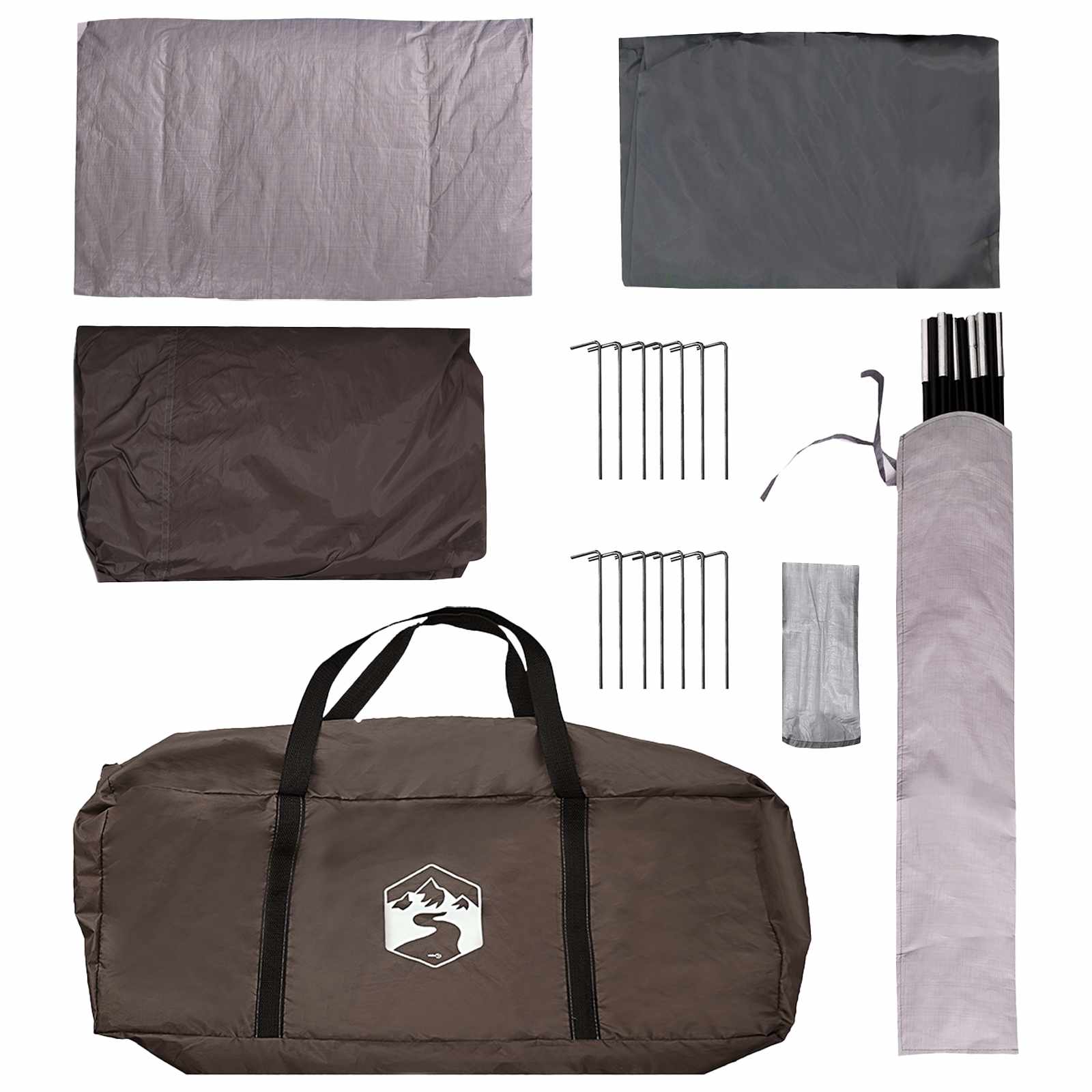 Familienzelt mit Dach Braun Grau 320 x 210 x 180 cm Polyester