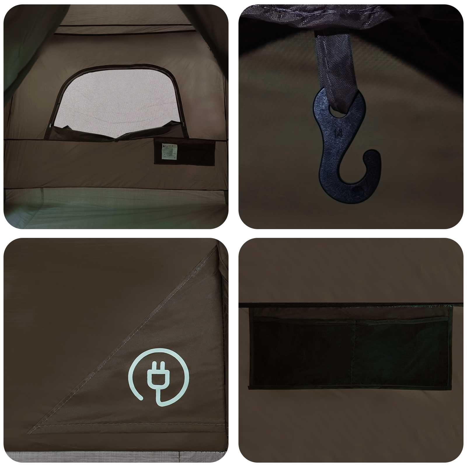 Familienzelt Braun Grau 500 x 400 x 230 cm Polyester und Stahl