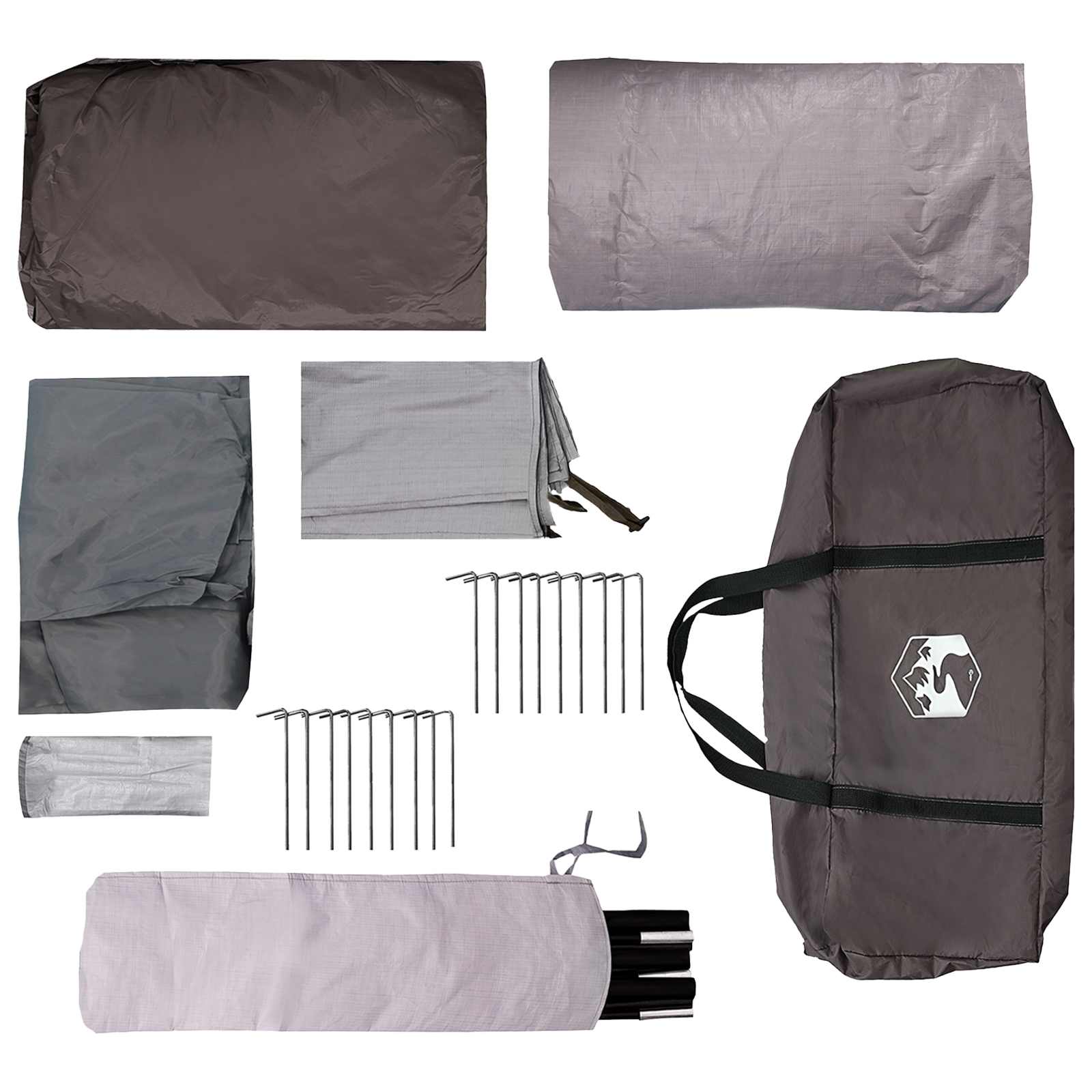 Tunnelzelt Braun Grau 366 x 244 x 198 cm Polyester und Stahl
