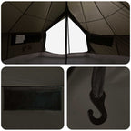 Tipi Zelt Braun Grau 800 x 800 x 430 cm Polyester und Stahl