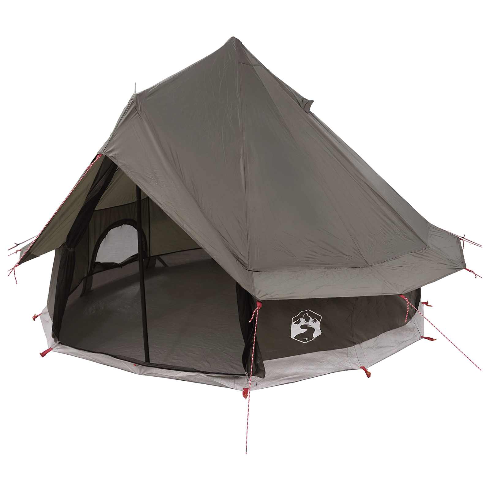 Tipi Zelt mit Dach Braun Grau 250 x 250 cm Polyester und Stahl