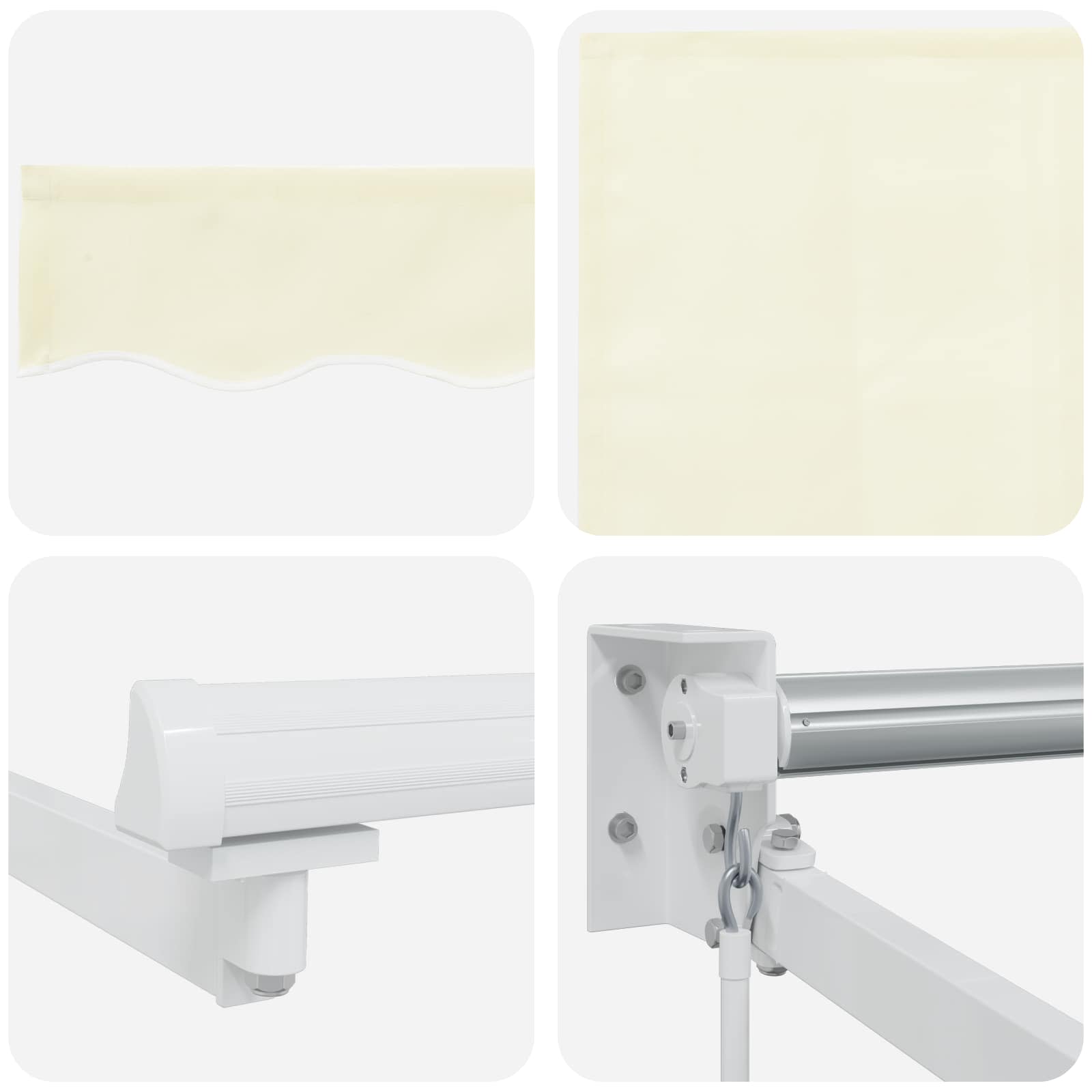 Einziehbare Markise Creme 3 x 2 m 100% Polyester und Aluminium