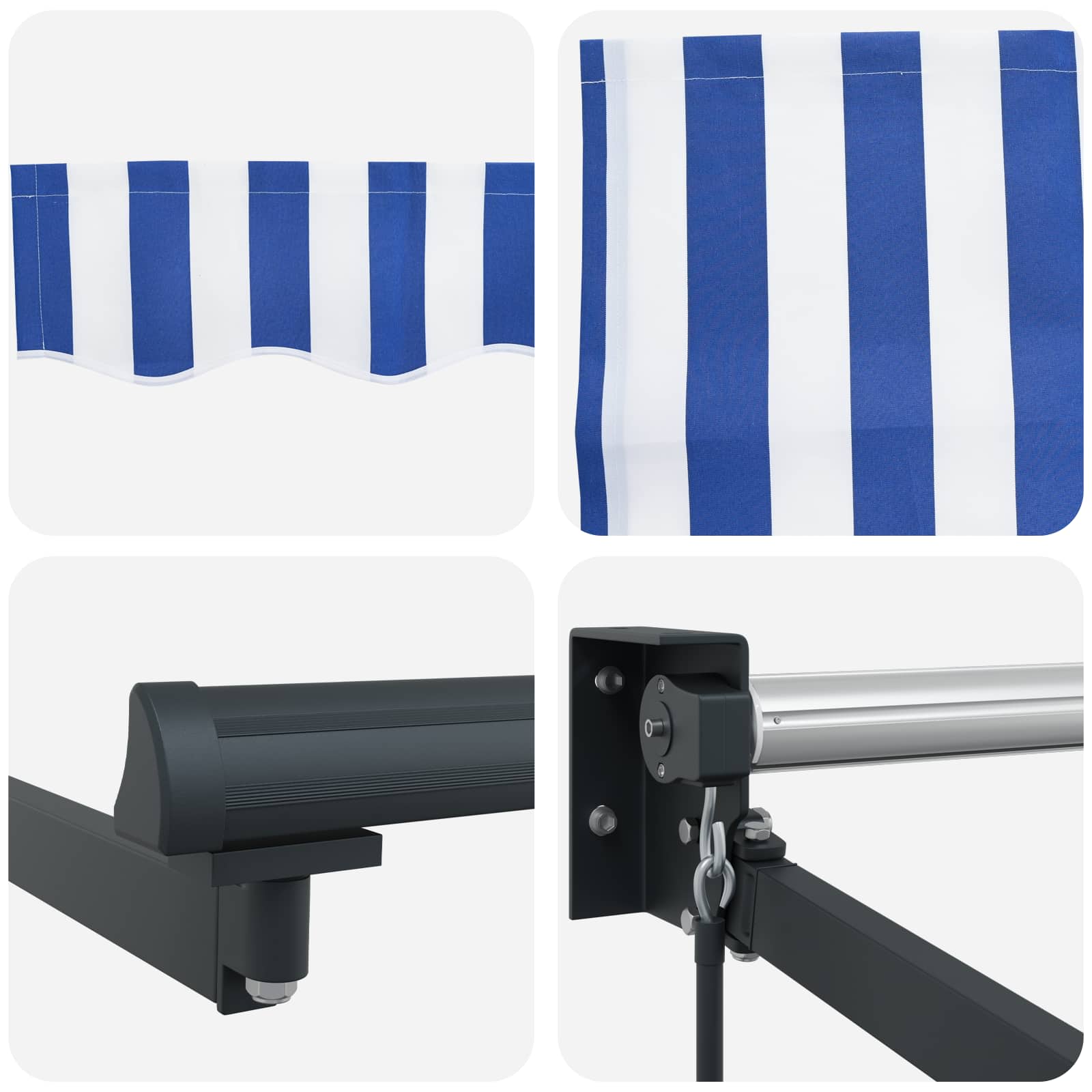 Einziehbare Markise Blau und Weiß 4 x 2 m