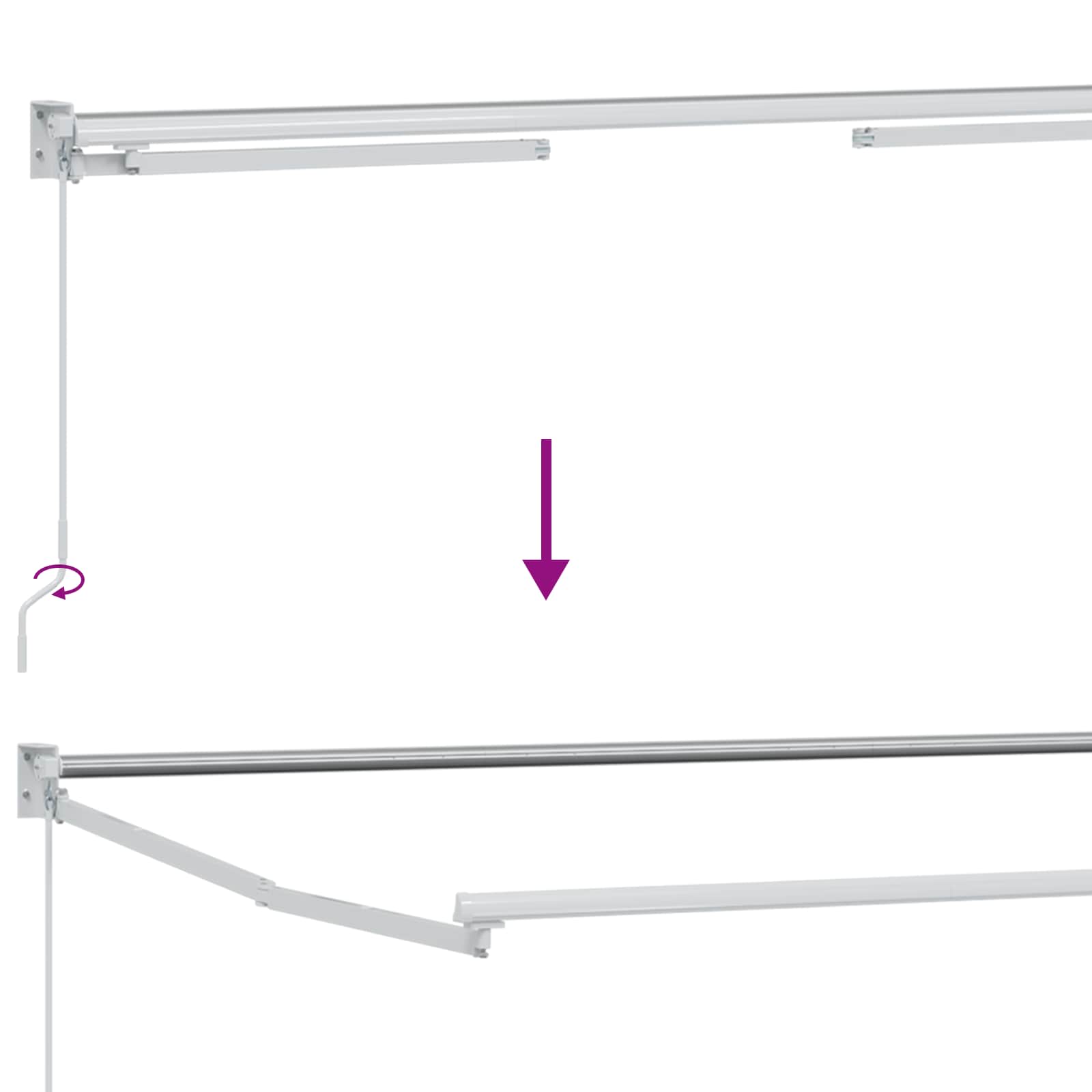 Manuelle Gelenkarmmarkise mit LEDs Anthrazit und Weiß 2,5 x 2 m