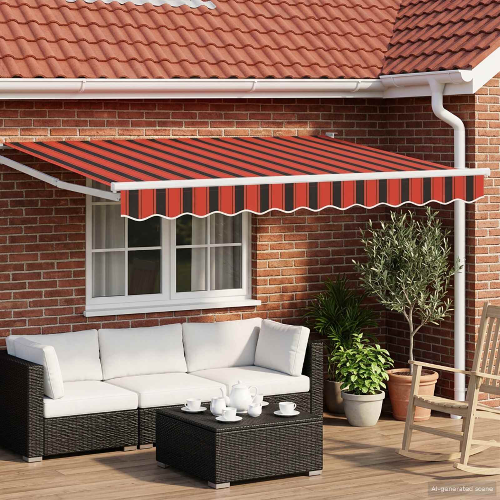 Manuelle Gelenkarmmarkise mit LEDs 3 x 2,5 m