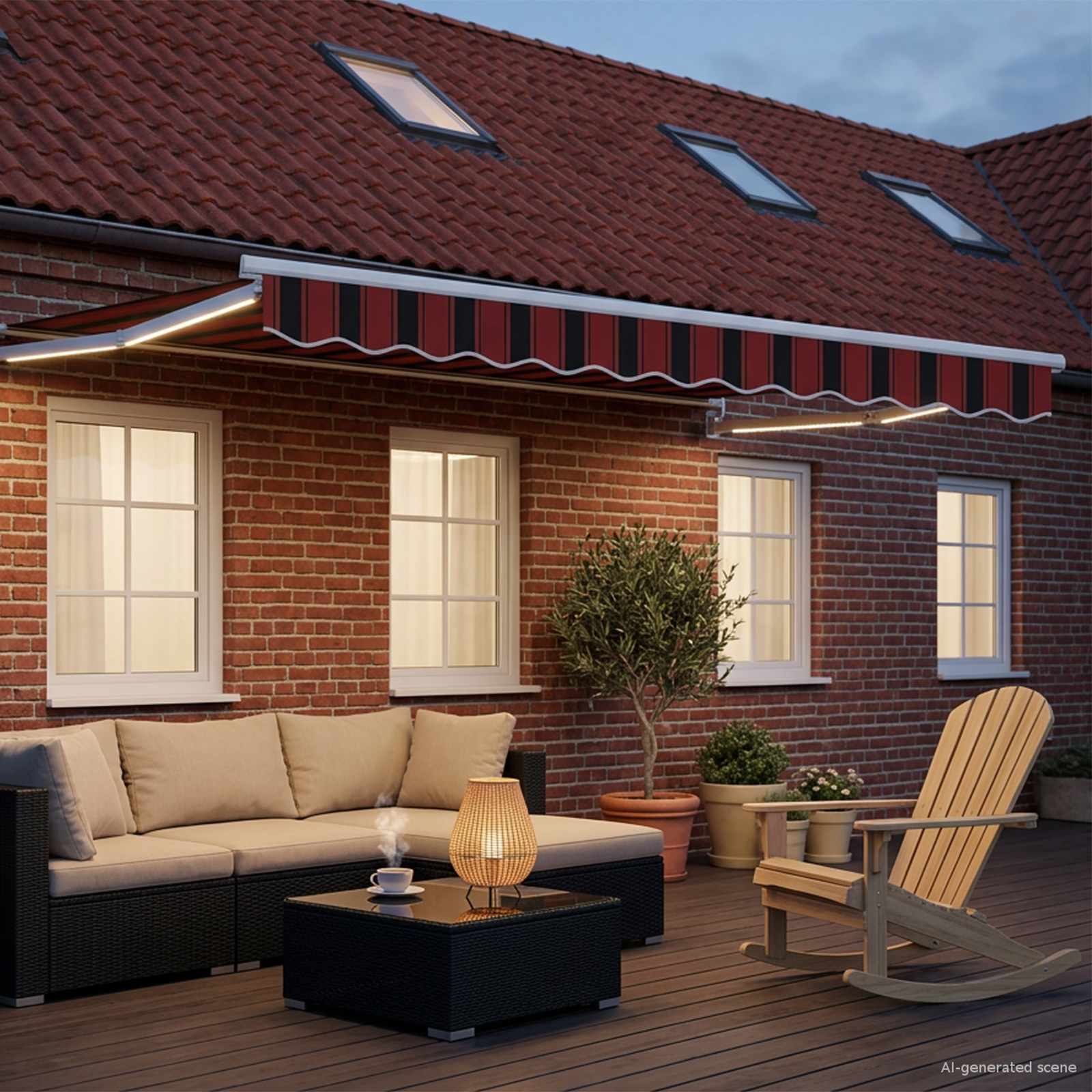 Manuelle Gelenkarmmarkise mit LEDs 3 x 2,5 m