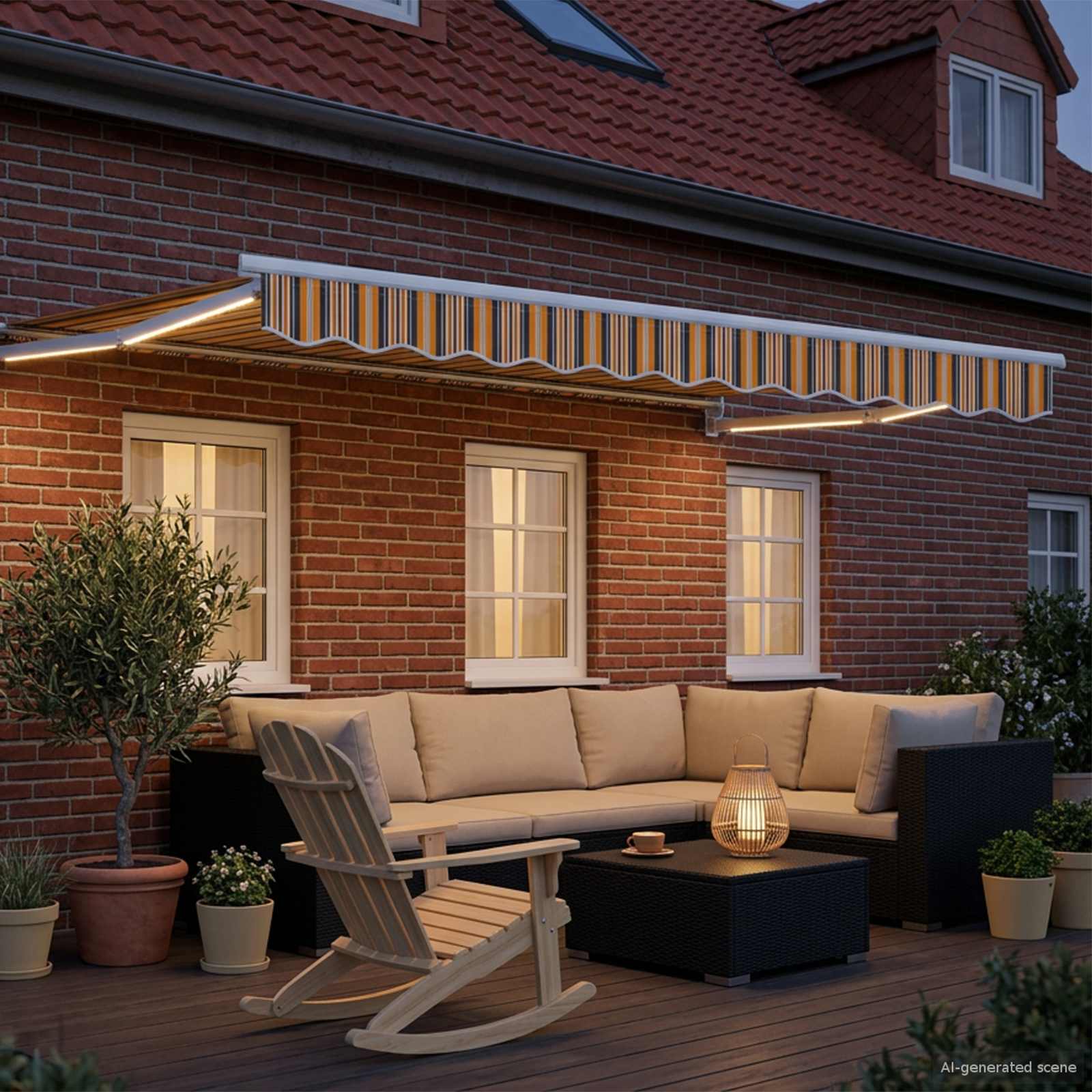 Manuelle Gelenkarmmarkise mit LEDs 3 x 2,5 m