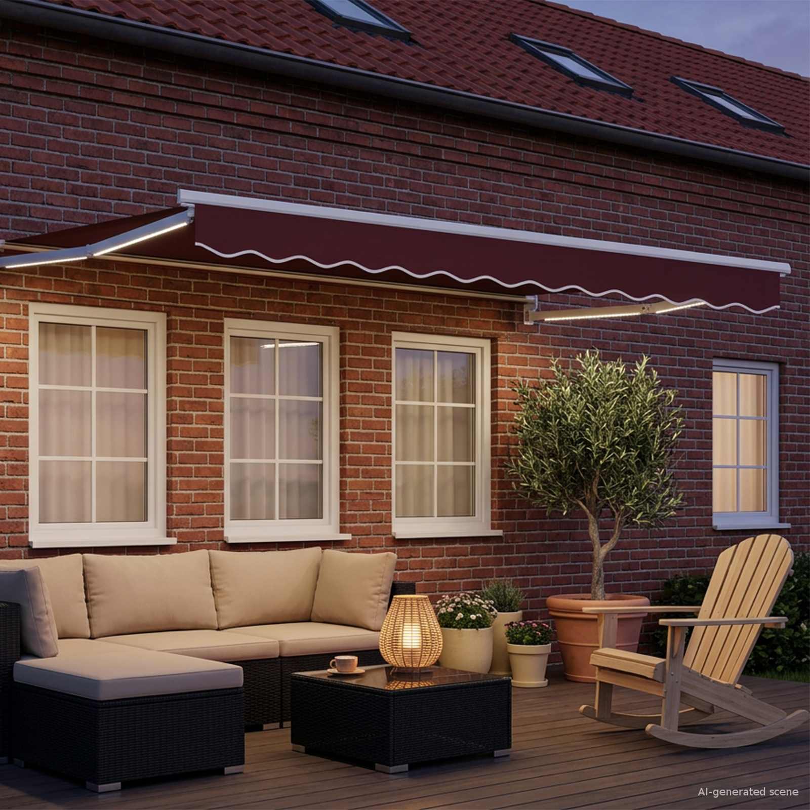 Manuelle Gelenkarmmarkise mit LEDs 3,5 x 2,5 m