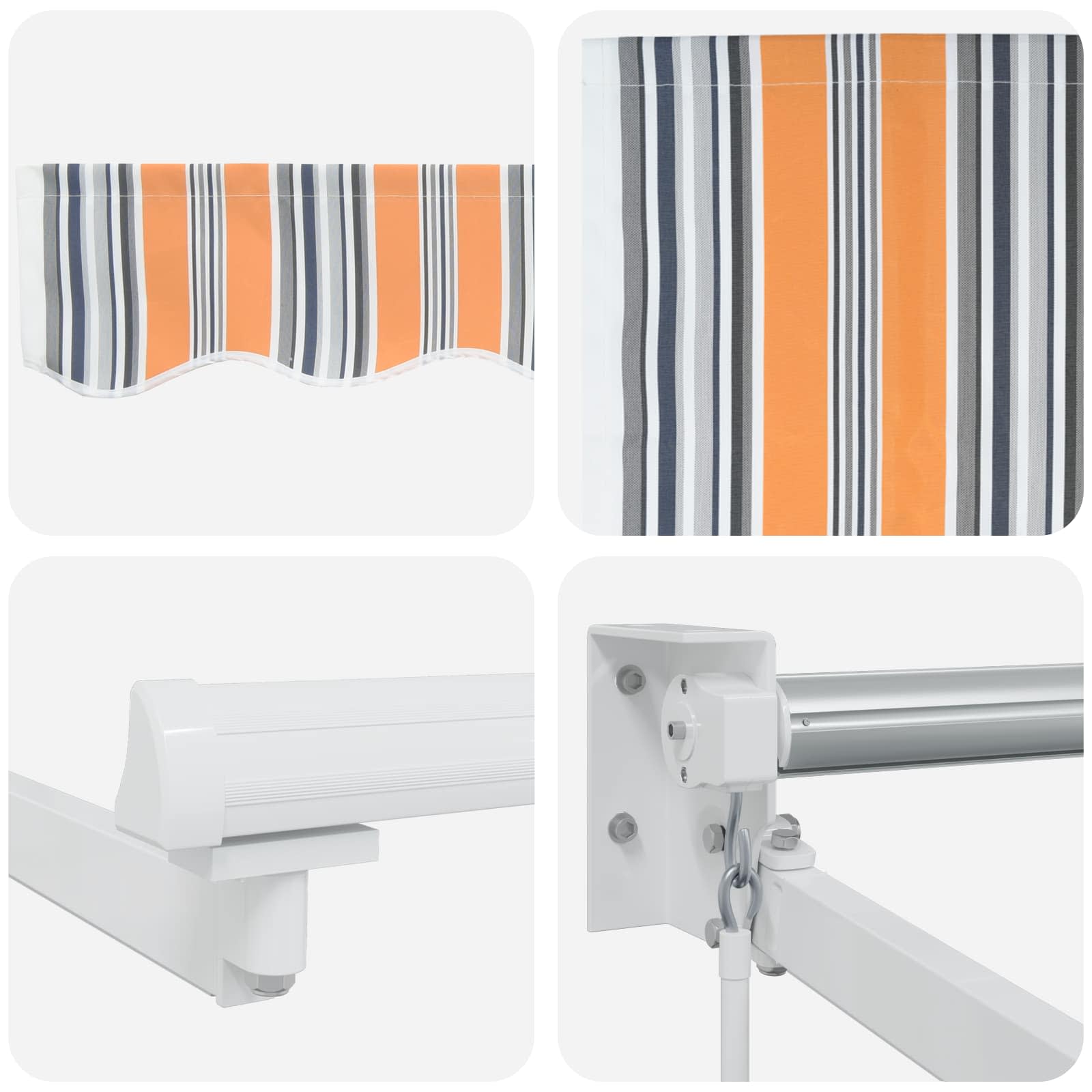 Manuelle Gelenkarmmarkise mit LEDs Blau, Orange, Weiß 4 x 3 m