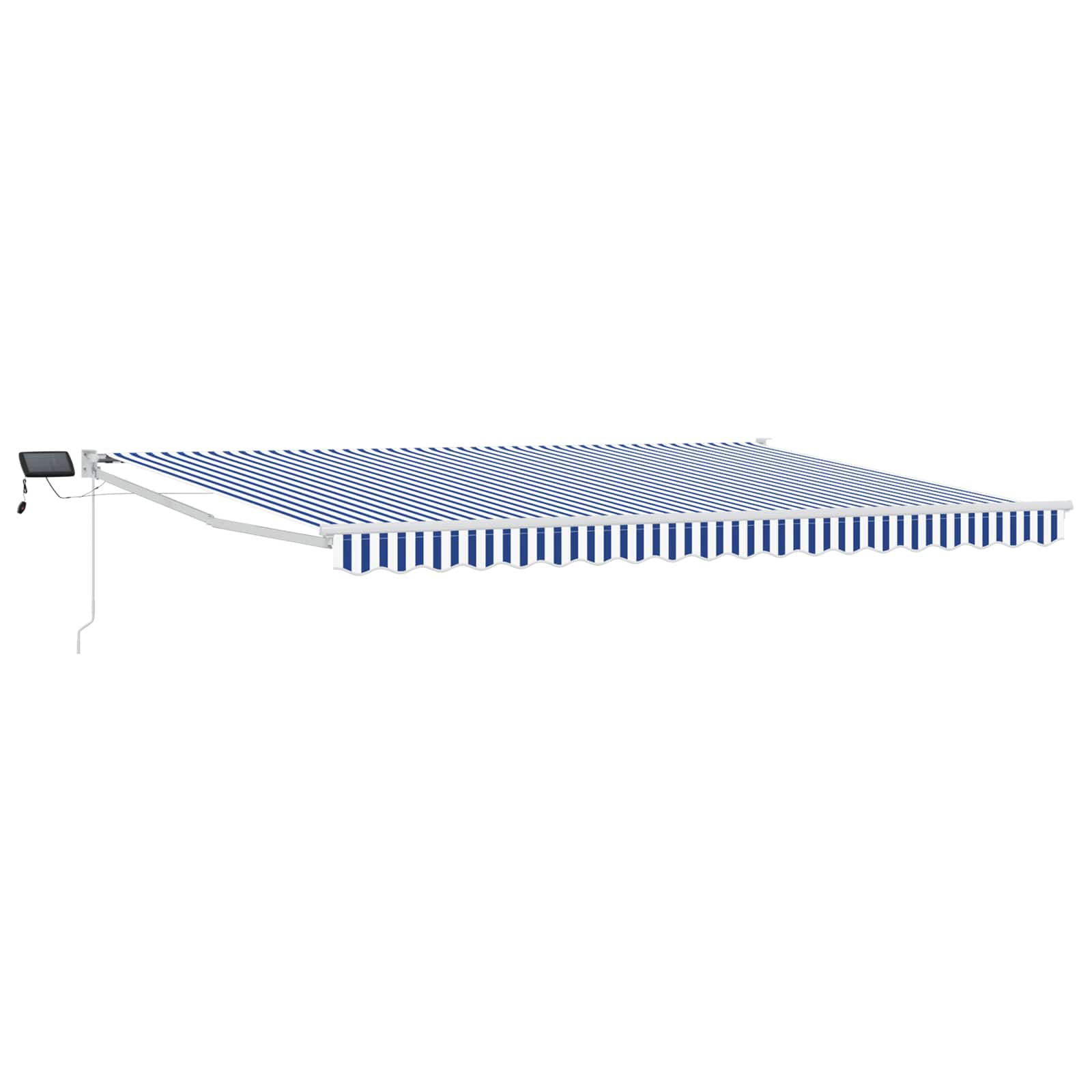 Manuelle Gelenkarmmarkise mit LEDs Blau und Weiß 4,5 × 3 m