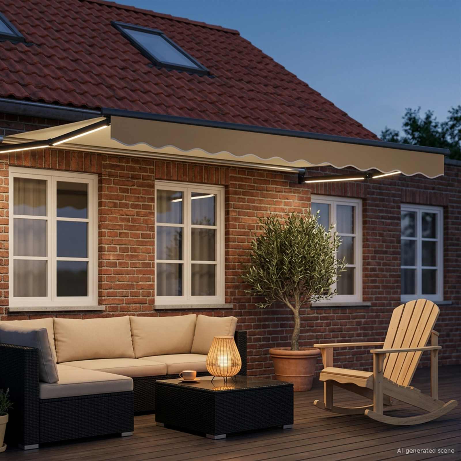 Manuelle Gelenkarmmarkise mit LEDs 3,5 x 2 m