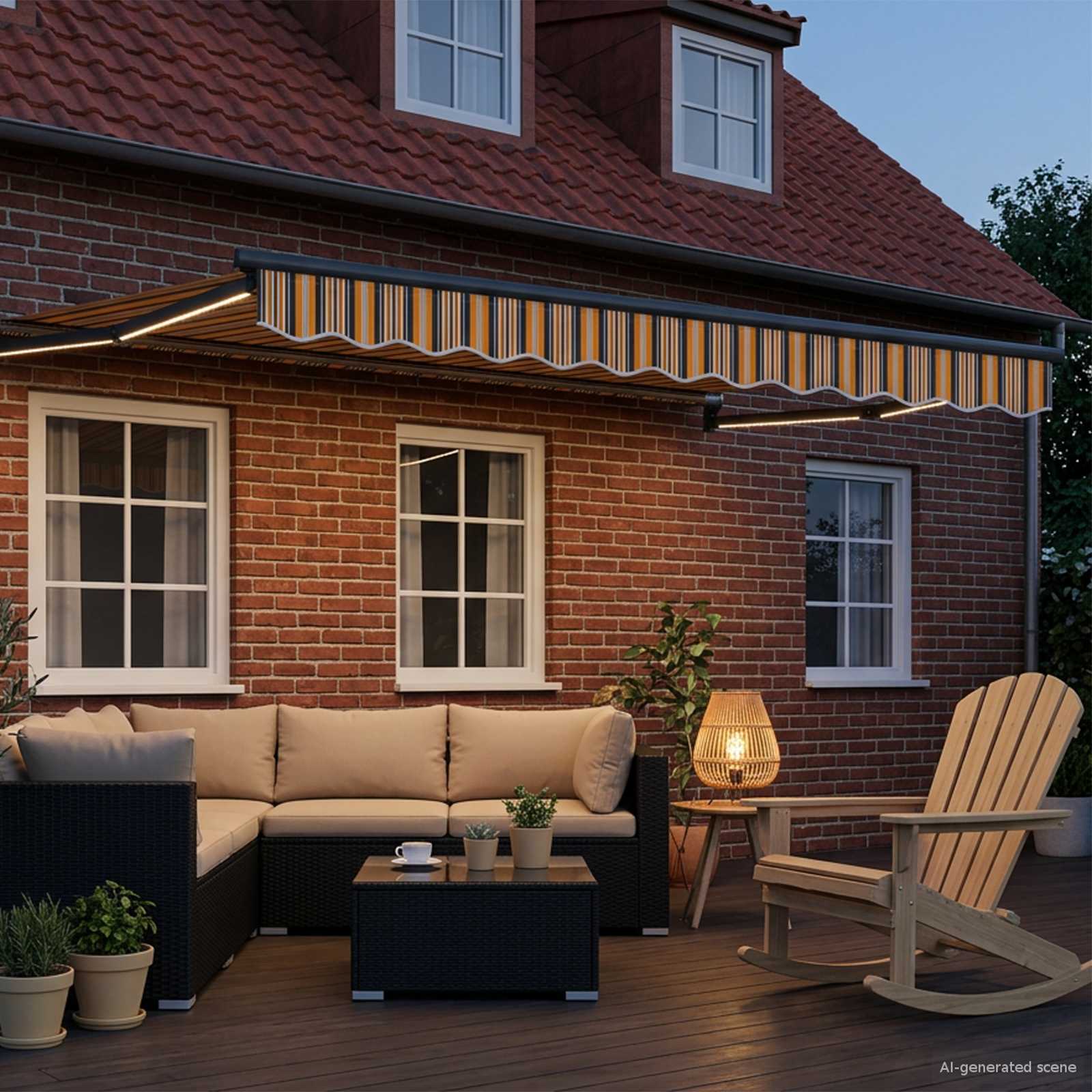Manuelle Gelenkarmmarkise mit LEDs 3,5 x 2 m