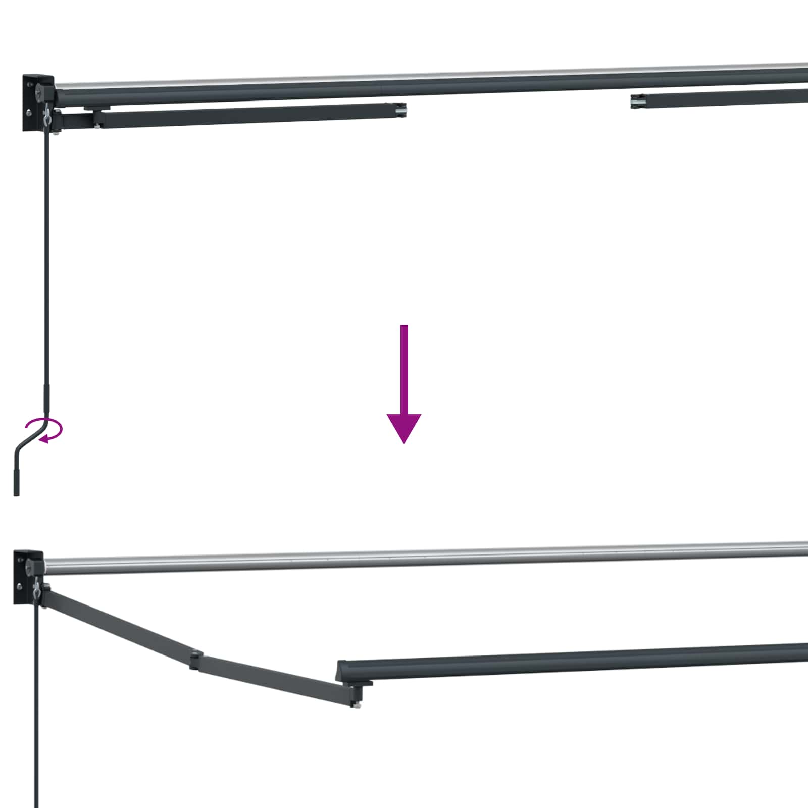 Manuelle Gelenkarmmarkise mit LEDs 3,5 x 2 m