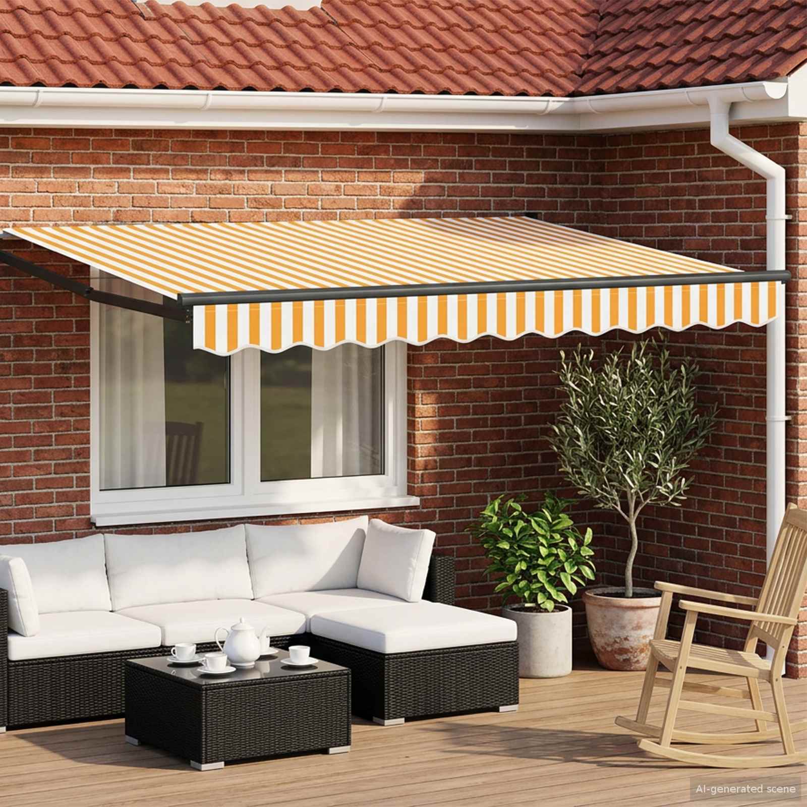 Manuelle Gelenkarmmarkise mit LEDs 3 x 2,5 m