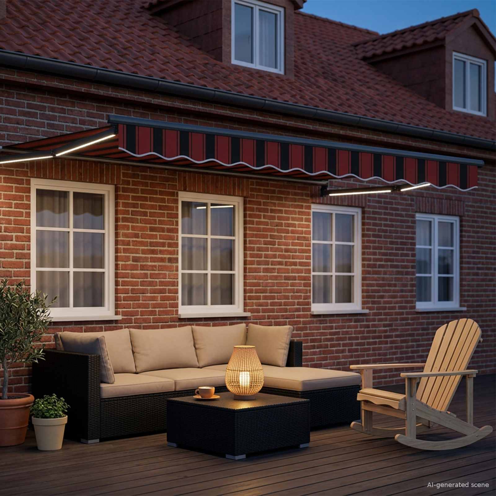 Manuelle Gelenkarmmarkise mit LEDs 3 x 2,5 m